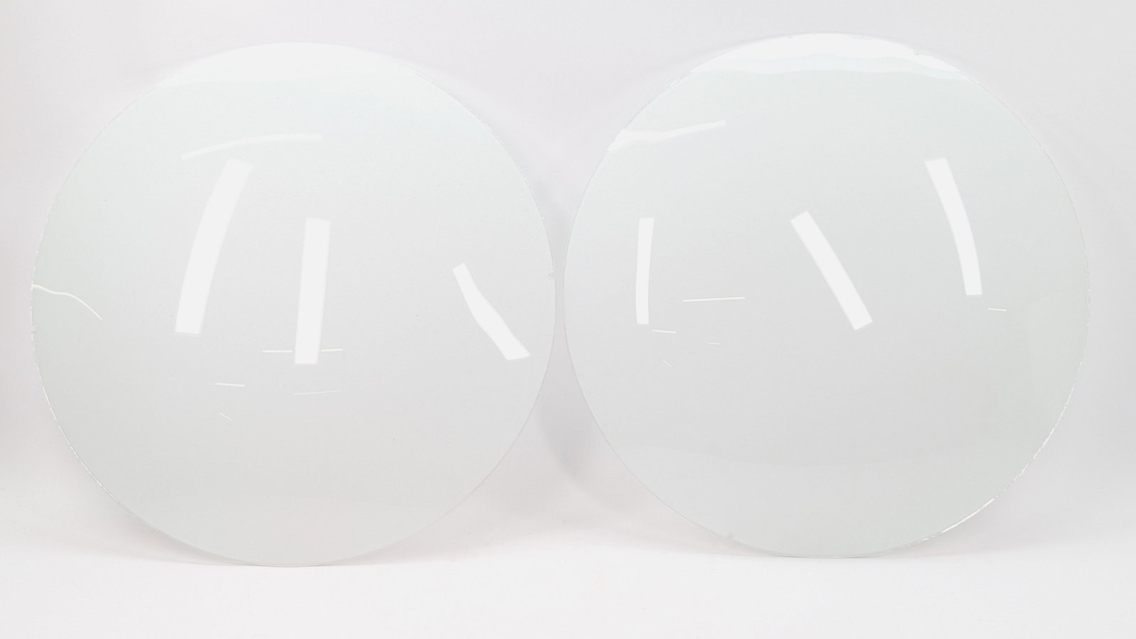 PAIR OF BLACK GLASS GAS GLOBE INSERTS: BOTH REMAIN IN GOOD CONDITION, NO CHIPS OR CRACKS.