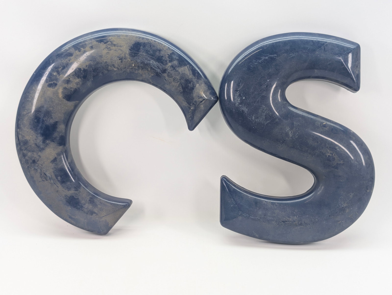 VINTAGE PLASTIC SERVICE STATION LETTERS: ALL REMAIN IN GOOD CONDITION, SHOWING SOME TYPICAL WEAR. ALL DIRTY, NEEDING CLEANED.