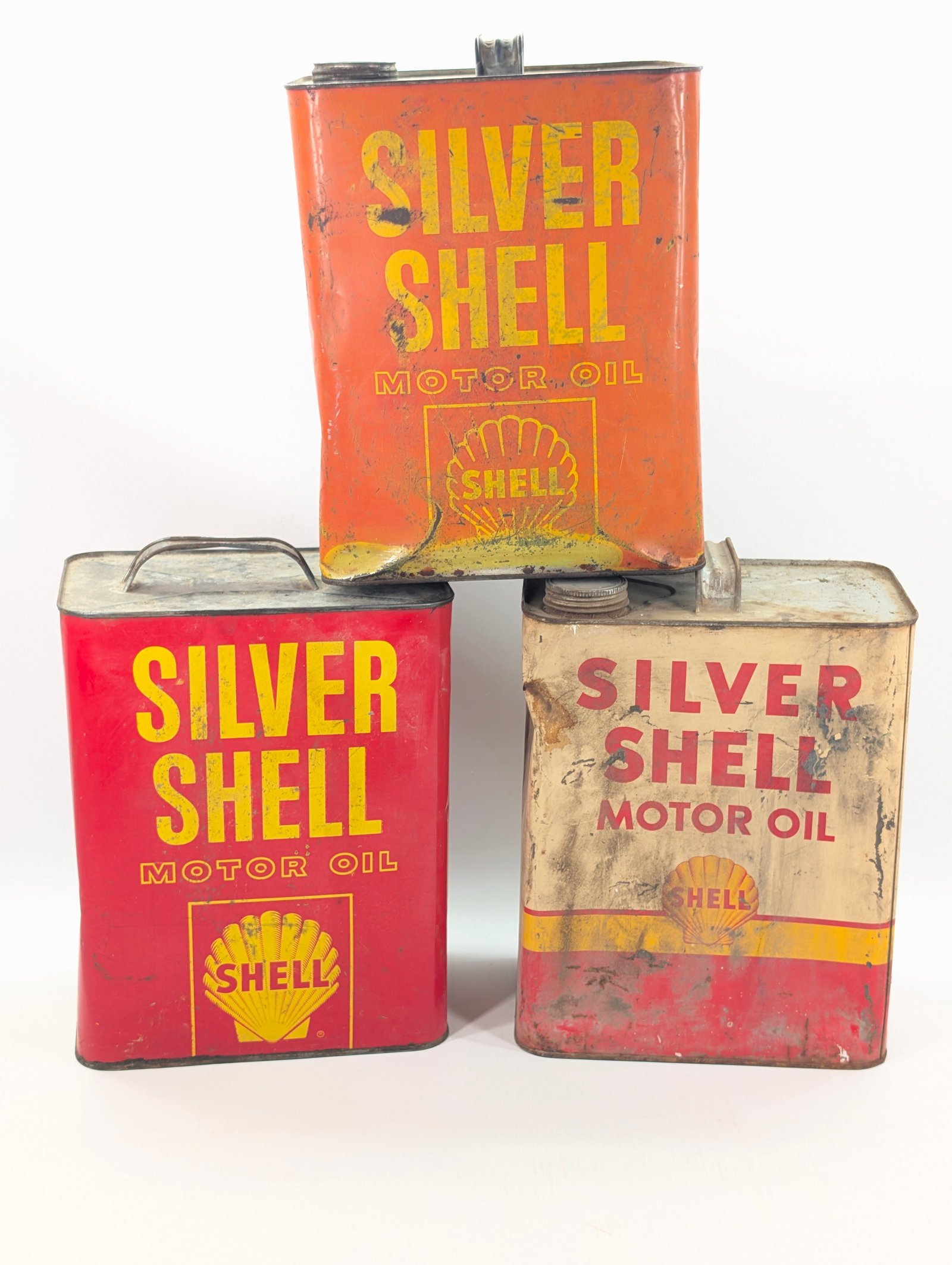 3) SILVER SHELL MOTOR OIL TWO GALLON CANS (1 of 5)