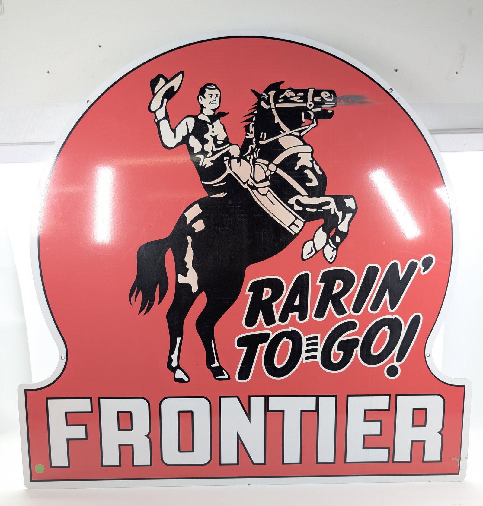 ;LARGE 35" METAL RARIN' TO GO! FRONTIER SIGN (1 of 9)