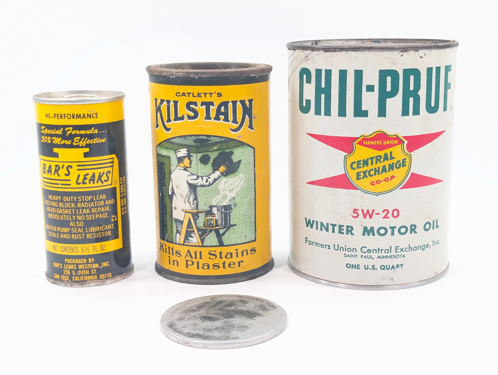 BAR'S LEAKS, CATLETT'S KILSTEIN, CHIL-PRUF OIL CAN: ALL REMAIN IN GOOD CONDITION, SHOWING SOME TYPICAL WEAR.