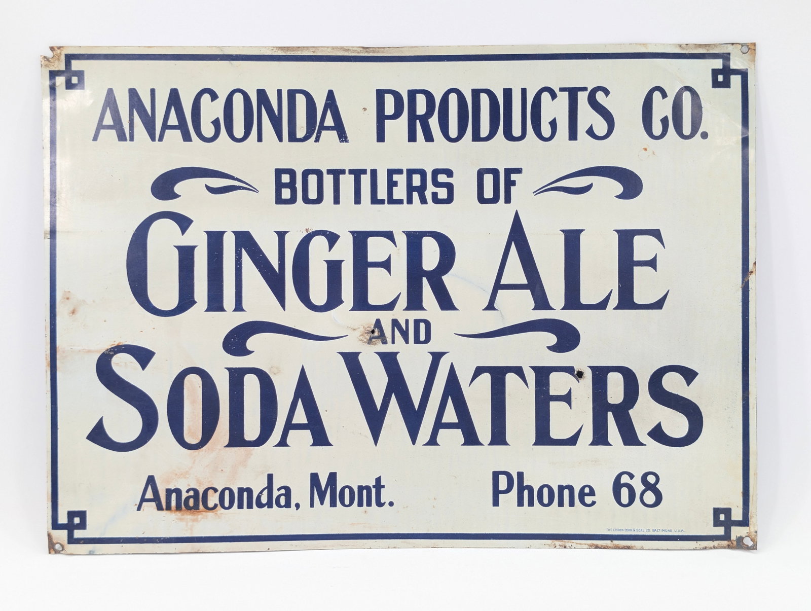 ANACONDA PRODUCTS. SINGER ALE & SODA WATERS METAL SIGN (1 of 9)