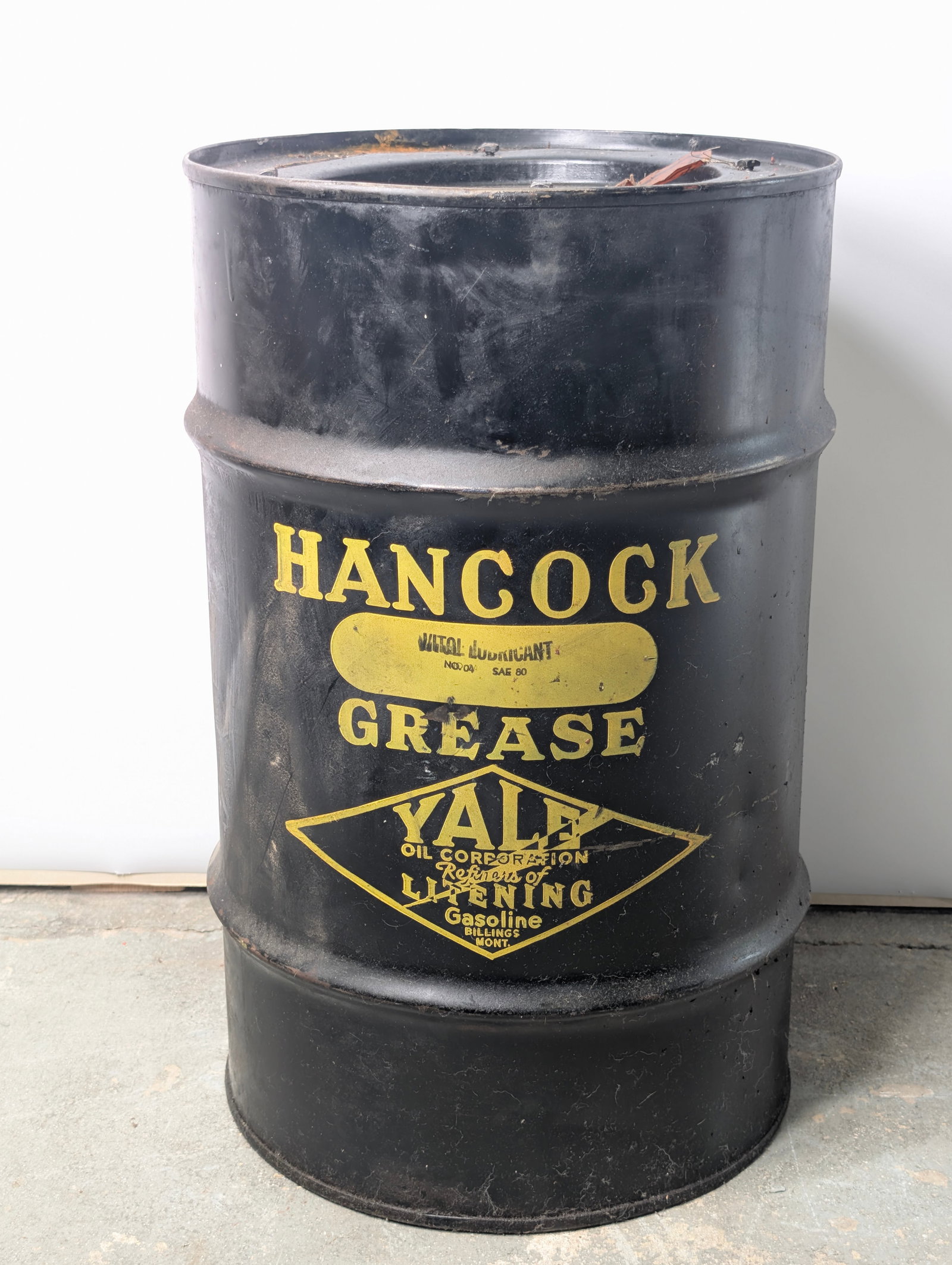 ANTIQUE HANCOCK GREASE 58" OIL DRUM (1 of 8)