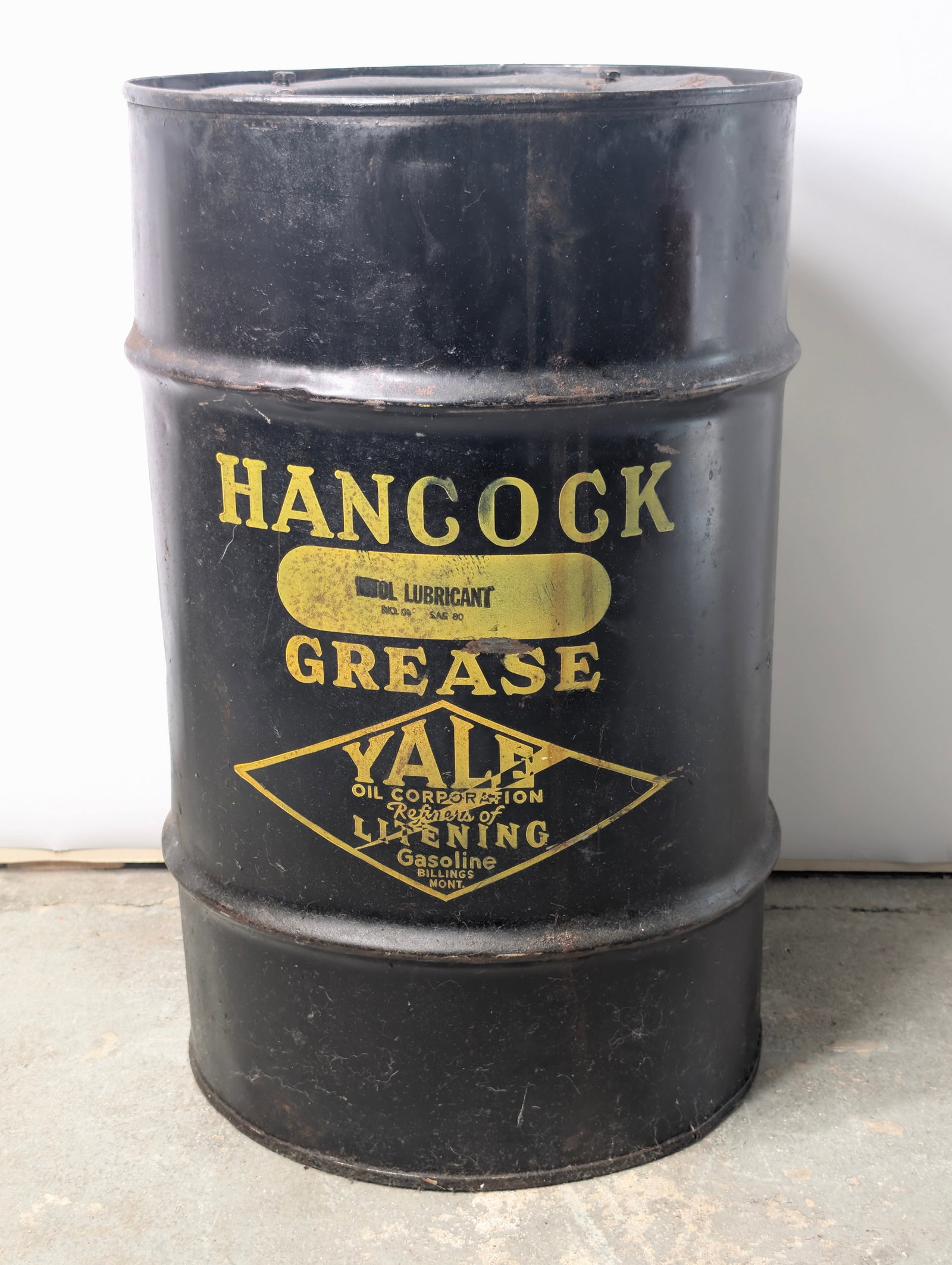 ANTIQUE HANCOCK GREASE 58" OIL DRUM (1 of 6)
