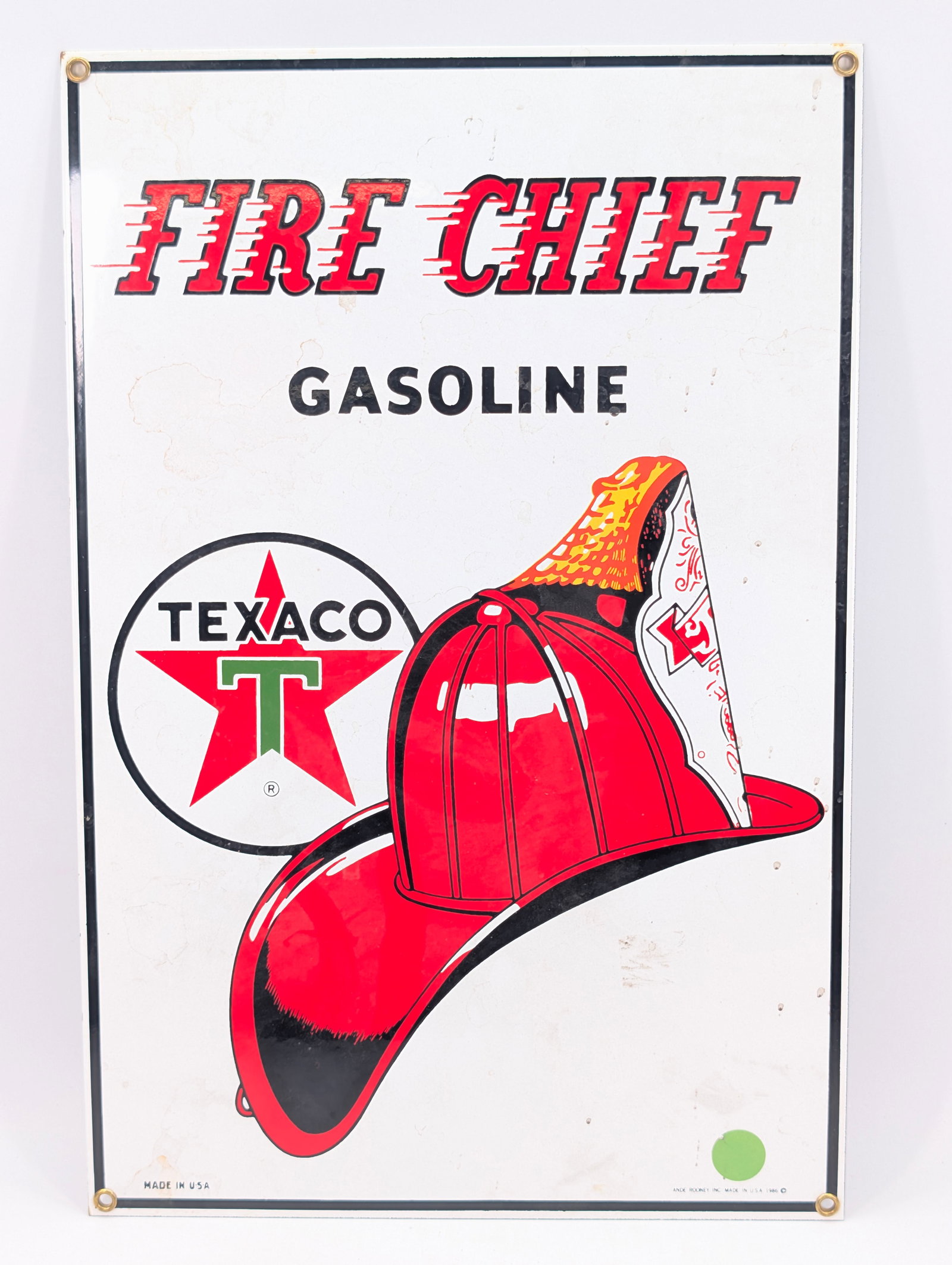 1986 PORCELAIN TEXACO FIRE CHIEF GASOLINE SIGN (1 of 7)