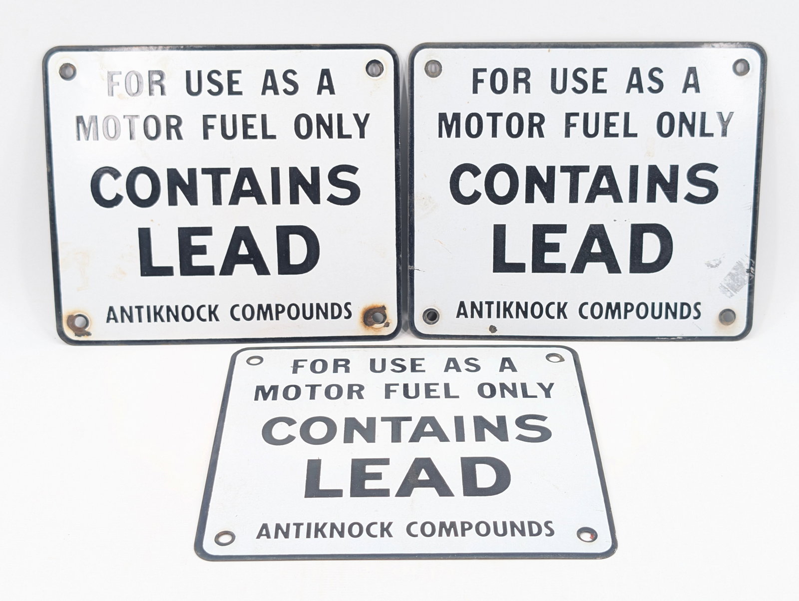 3) ANTIQUE CONTAINS LEAD PORCELAIN SERVICE STATION SIGNS (1 of 7)
