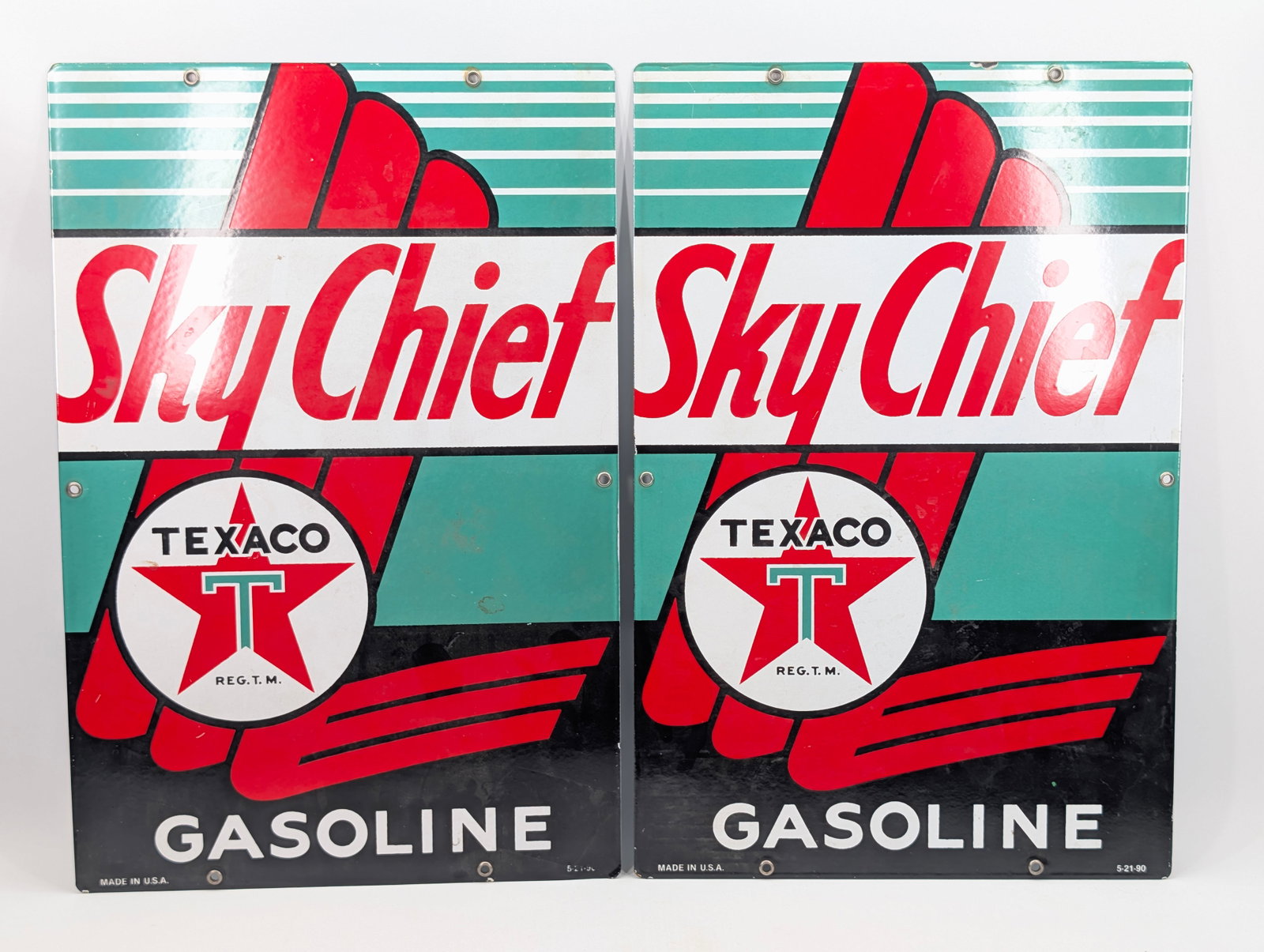 2) REPRODUCTION TEXACO SKY CHIEF GASOLINE SIGNS (1 of 5)