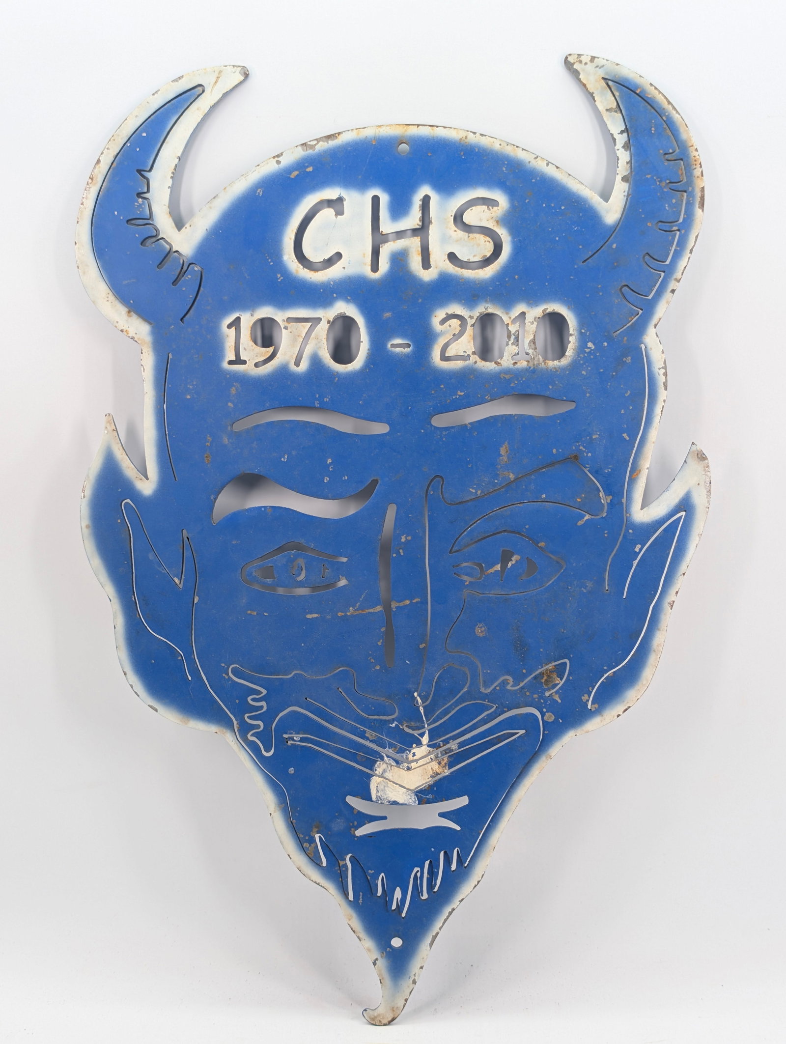 CHS HORNED DEVIL 1970-2010 MACHINE CUT METAL SIGN (1 of 7)