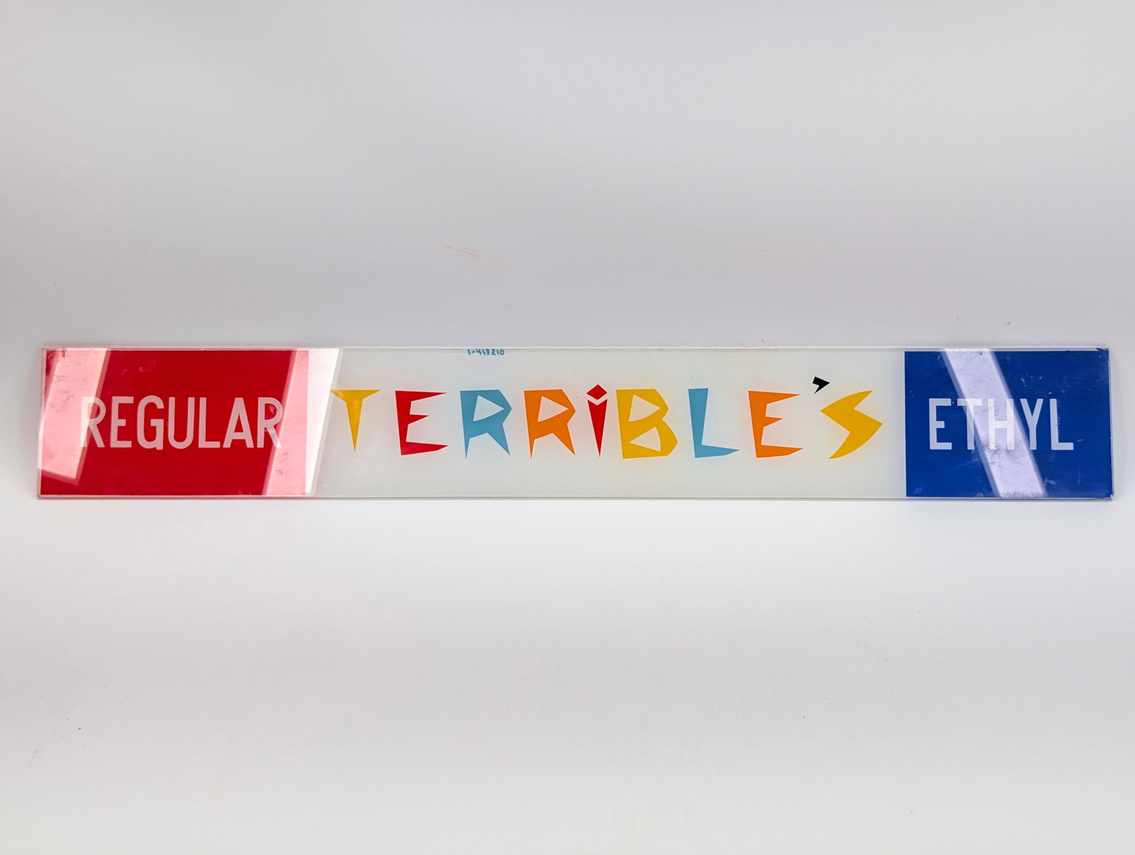 TERRIBLE'S REGULAR / ETHYL PLEXIGLASS GAS SIGN: REMAINS IN GOOD CONDITION, SHOWING SOME LIGHT TYPICAL WEAR.