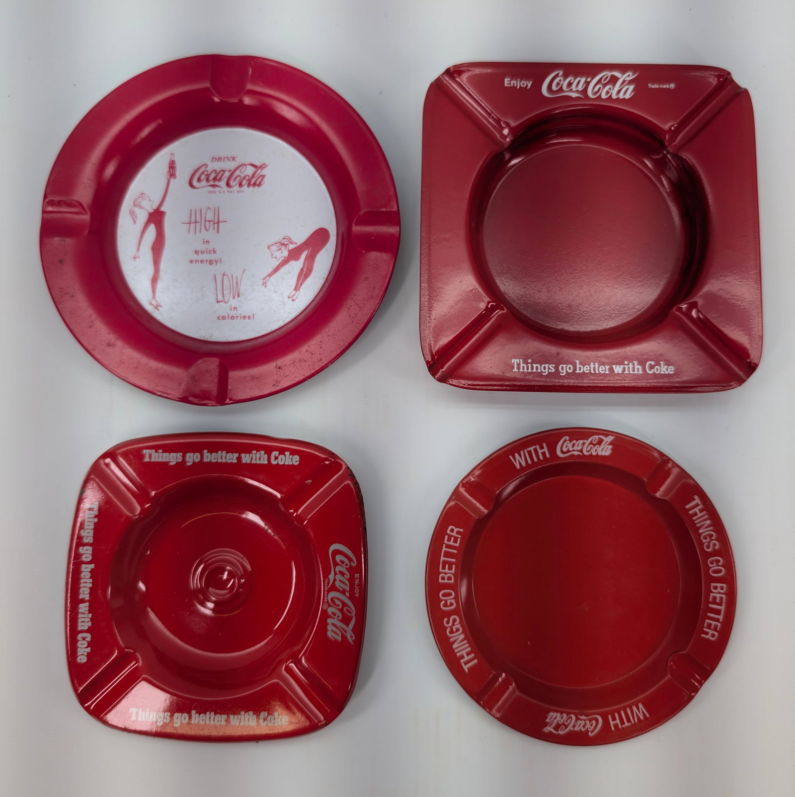 4) VINTAGE METAL COCA COLA ASHTRAYS (1 of 6)