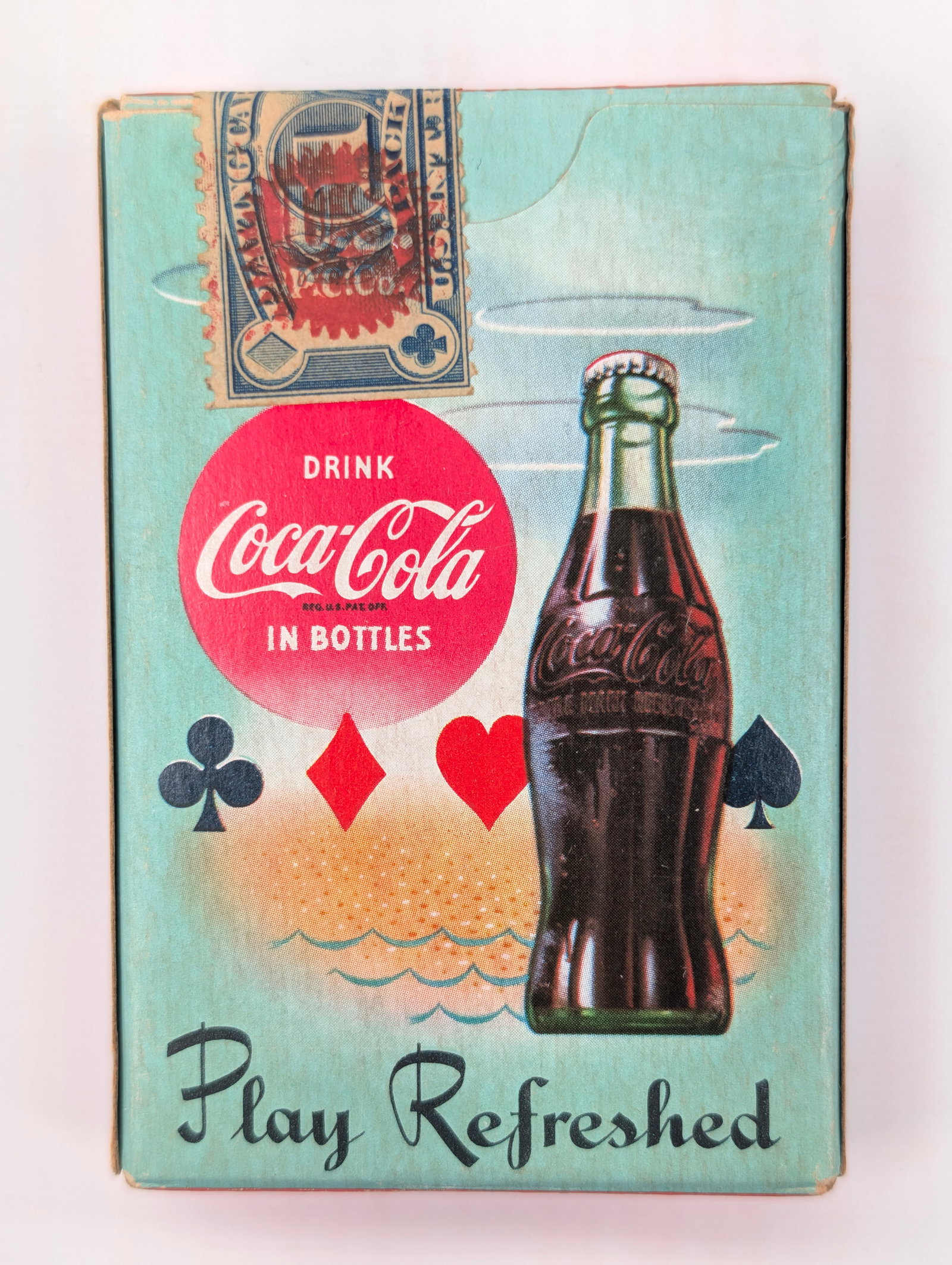 VINTAGE COCA COLA UNOPENED PLAYING CARDS: REMAINS IN VERY GOOD CLEAN UNOPENED CONDITION. SHOWING LIGHT WEAR.
