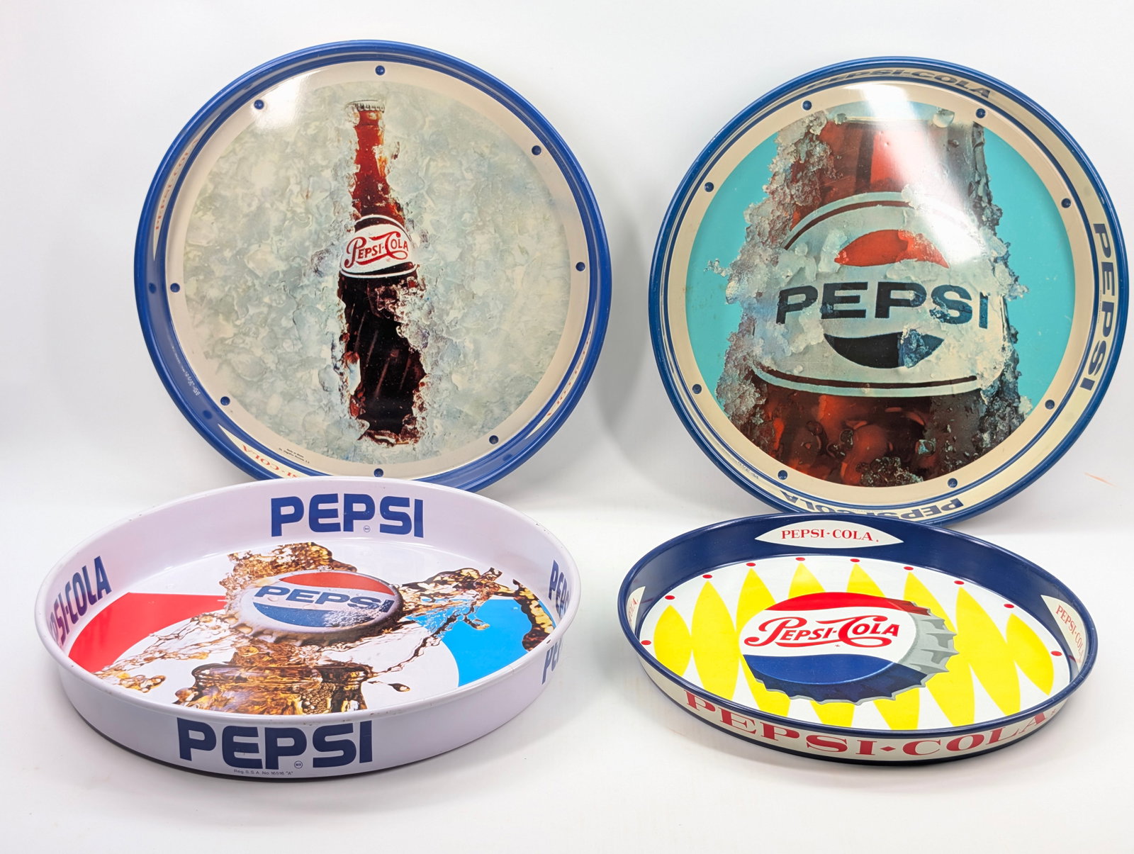 4) VINTAGE PEPSI COLA METAL ADVERTISING SERVING TRAYS (1 of 16)