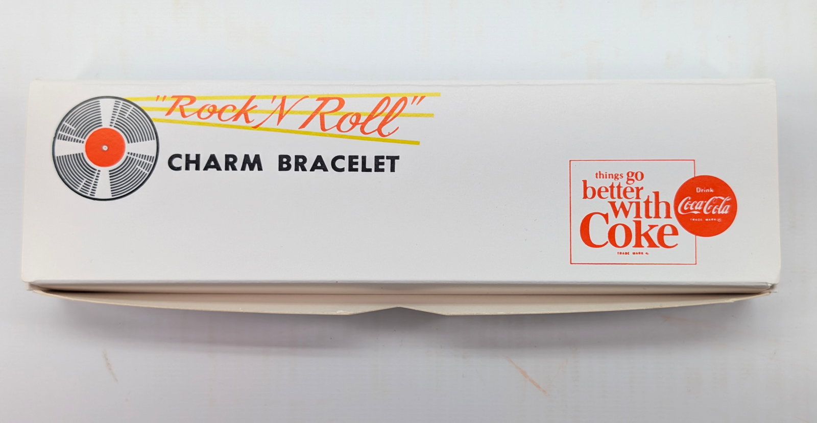 VINTAGE COCA COLA ROCK N ROLL CHARM BRACELET: REMAINS IN VERY GOOD CLEAN CONDITION WITH BOX.