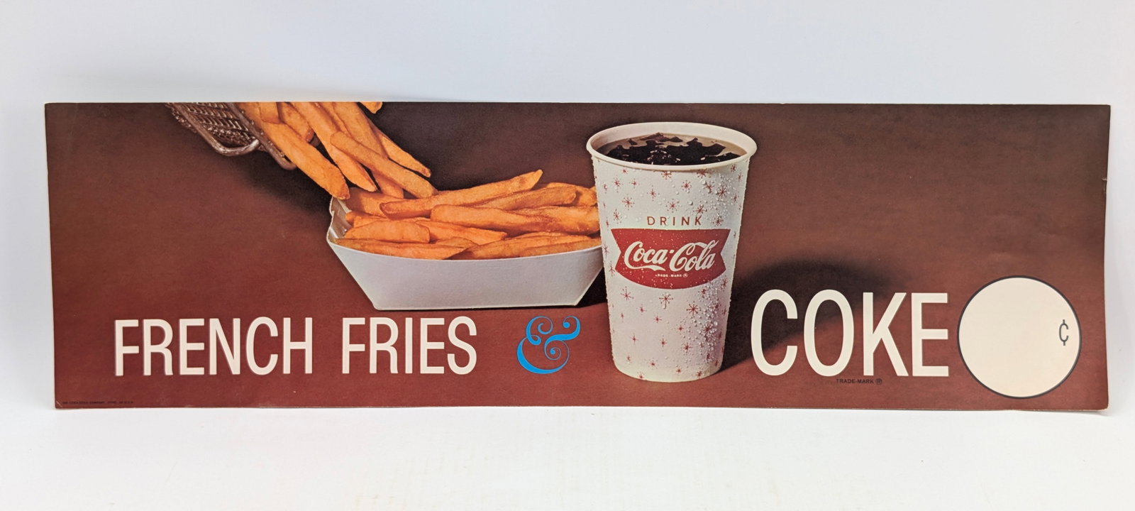 VINTAGE 24" COCA COLA & FRIES MENU PAPER PRICE SIGN (1 of 9)
