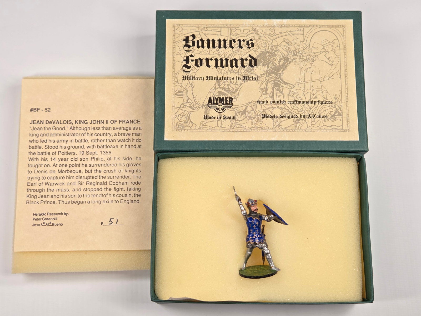 ALYMER BANNERS FORWARD BF-52 KING JEAN II OF FRANCE: REMAINS IN VERY GOOD CONDITION WITH BOX.