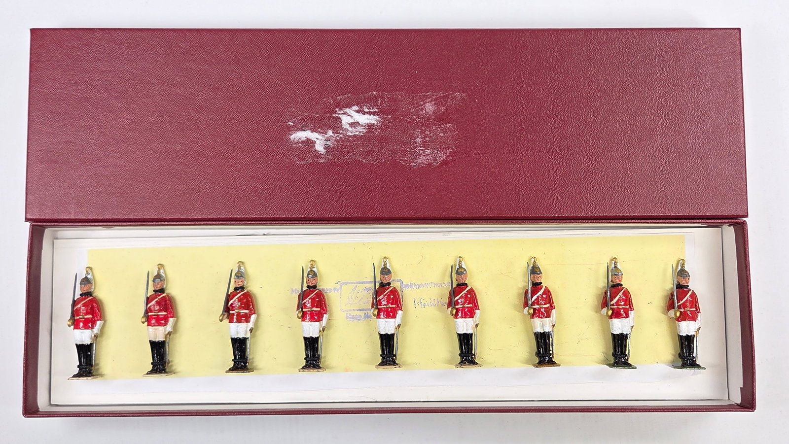 VINTAGE BRITAIN 2029 LIFEGUARD FOOT SENTRIES: SET REMAINS IN GOOD CONDITION, SHOWING SOME TYPICAL PAINT WEAR. CUSTOM BOX.