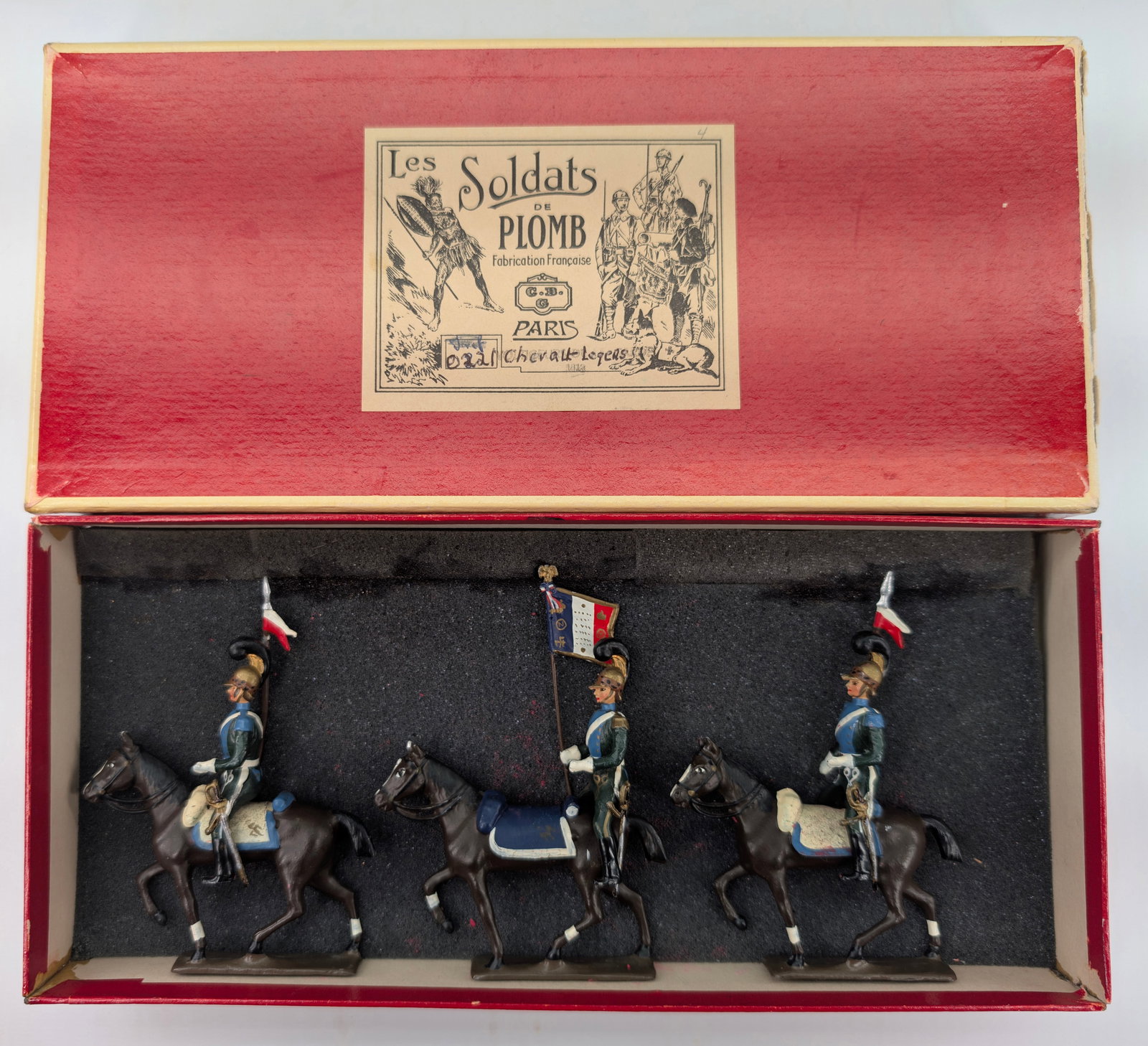 C.B.G. MIGNOT CHEVAU LEGERS: SET REMAINS IN GOOD CONDITION, SHOWING SOME LIGHT TYPICAL WEAR.