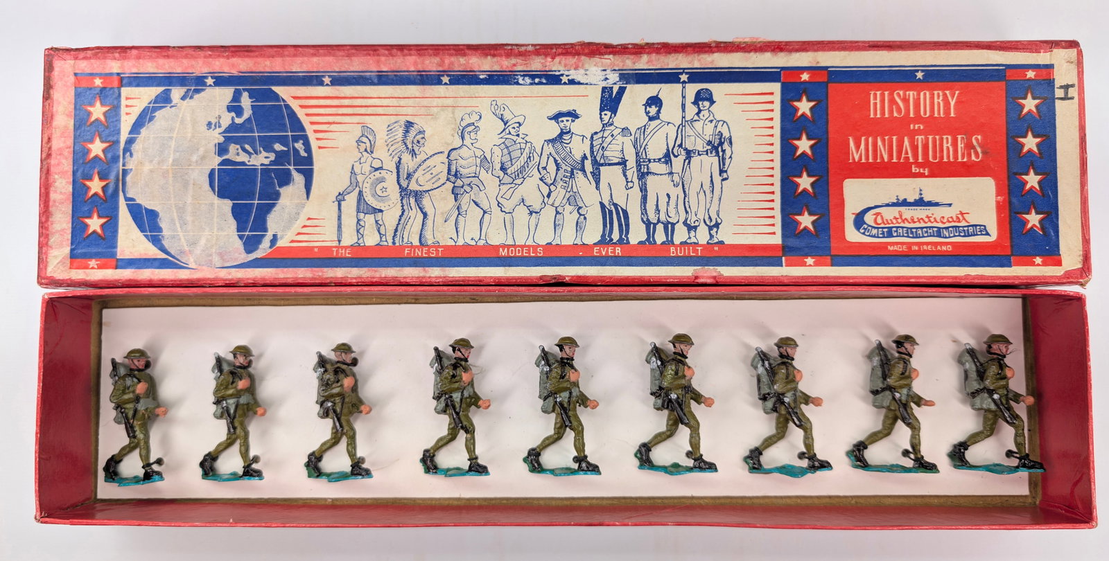 COMET AUTHENTICAST US INFANTRY: SET REMAINS IN FAIR TO GOOD REPAINTED CONDITION. ORIGINAL BOX REMAINS IN FAIR CONDITION. CUSTOM INSERT.