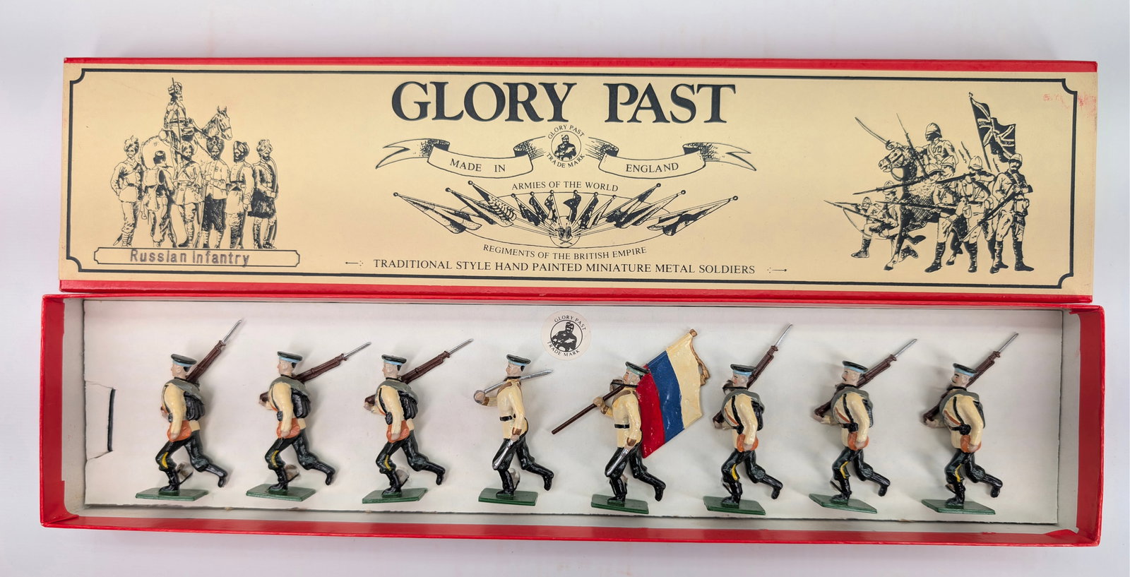GLORY PAST NO. 1 RUSSIAN INFANTRY: SET REMAINS IN GOOD CONDITION SHOWING SOME TYPICAL WEAR. ORIGINAL BOX.
