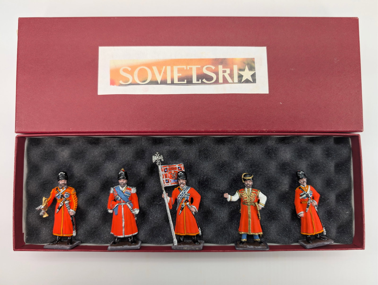 SOVIETSKI COLLECTION RUSSIAN COSSACKS: SET REMAINS IN GOOD CONDITION, SHOWING SOME TYPICAL WEAR. CUSTOM BOX.