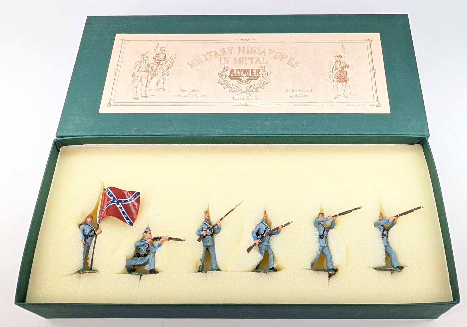 ALYMER AB-30 CONFEDERATE INFANTRY DEFENDING: SET REMAINS IN GOOD CONDITION, SHOWING SOME LIGHT TYPICAL WEAR.