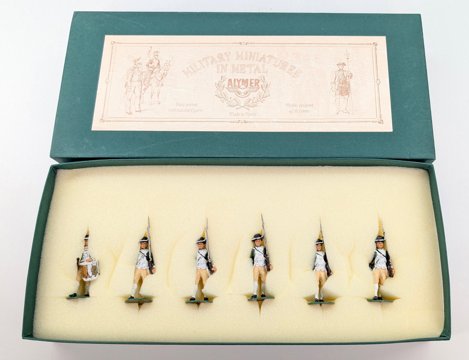 ALYMER AB-100 AMERICAN REVOLUTION CONTINENTAL MARINES W/ DRUMMER: SET REMAINS IN GOOD CONDITION, SHOWING SOME LIGHT TYPICAL WEAR.