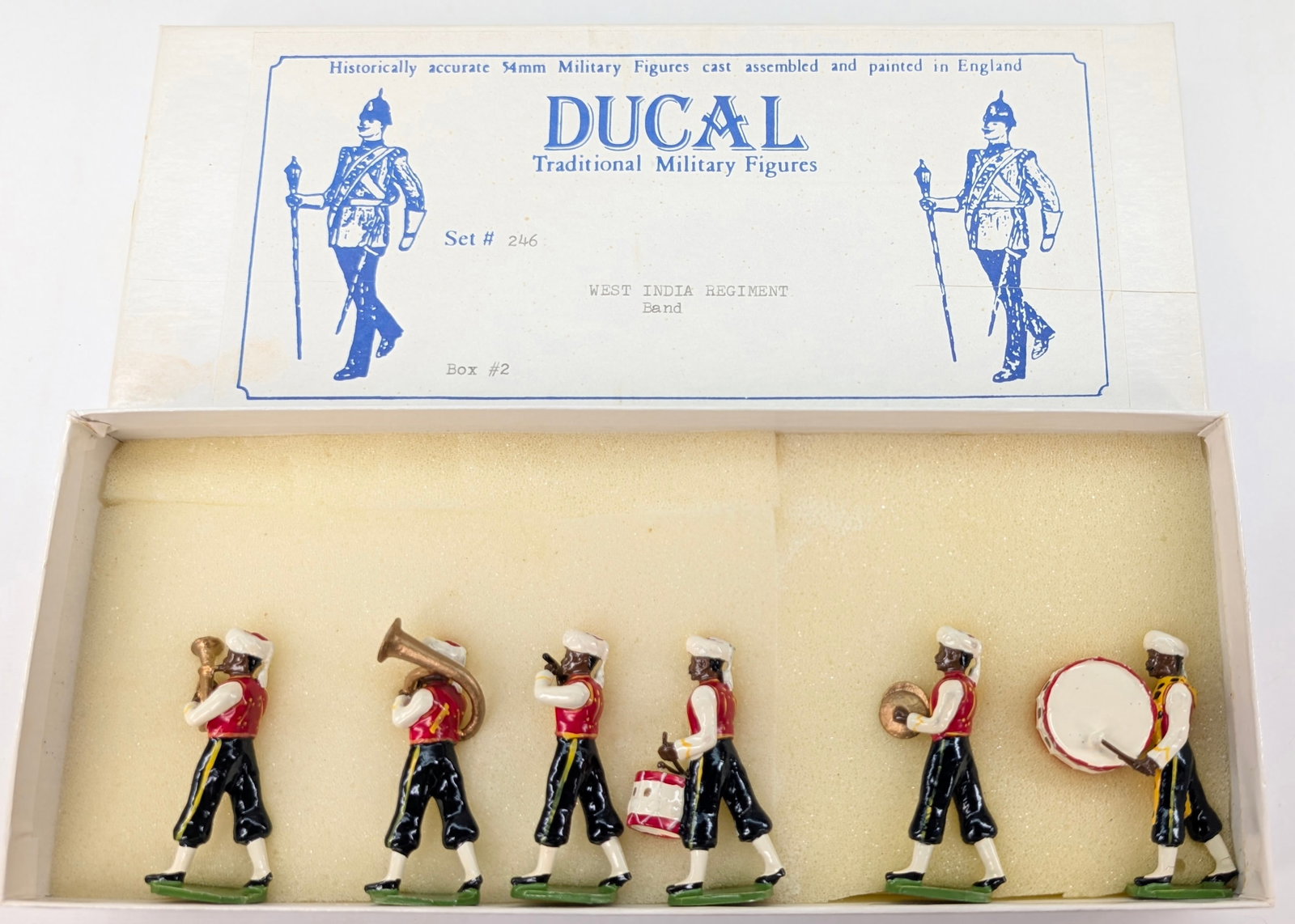DUCAL SET #246 WEST INDIA REGT. BAND: SET REMAINS IN GOOD CONDITION, SHOWING SOME LIGHT TYPICAL WEAR.