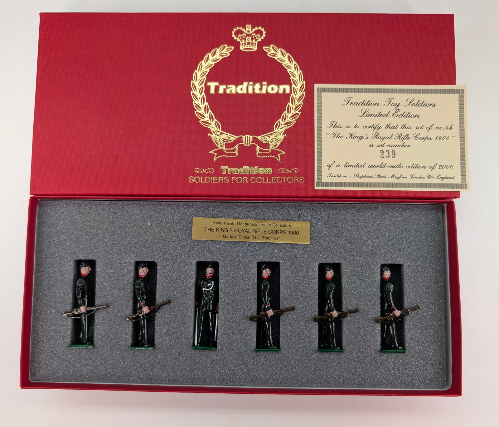 TRADITION NO. 4B THE KING'S ROYAL RIFLE CORPS: SET REMAINS IN VERY GOOD CONDITION WITH BOX.