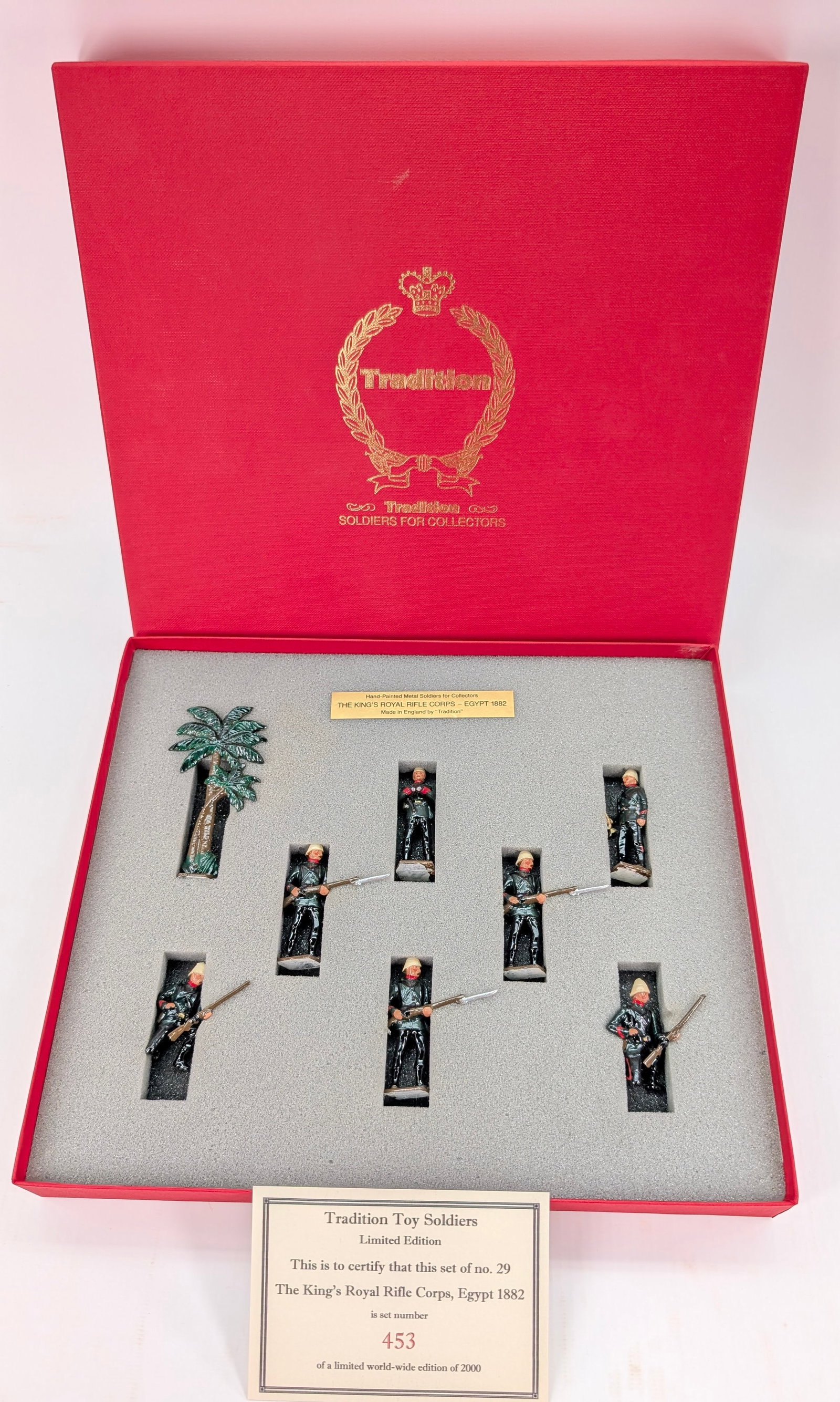TRADITION NO. 29 THE KING'S ROYAL RIFLE CORPS EGYPT: SET REMAINS IN VERY GOOD CONDITION WITH BOX.