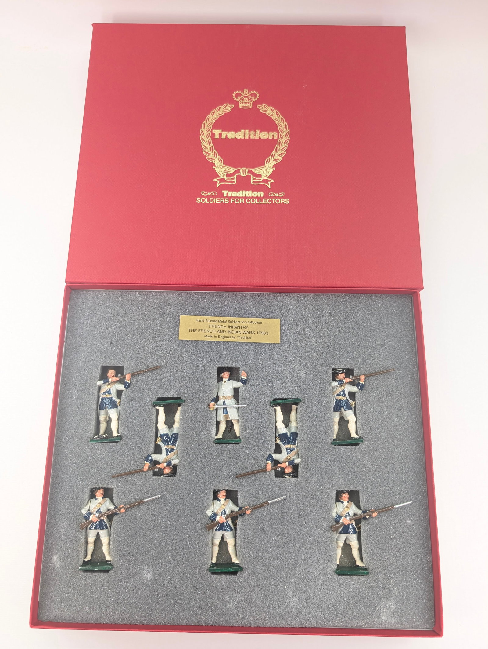 TRADITION NO. 607 FRENCH INFANTRY FRENCH & INDIAN WARS: SET REMAINS IN VERY GOOD CONDITION WITH BOX.