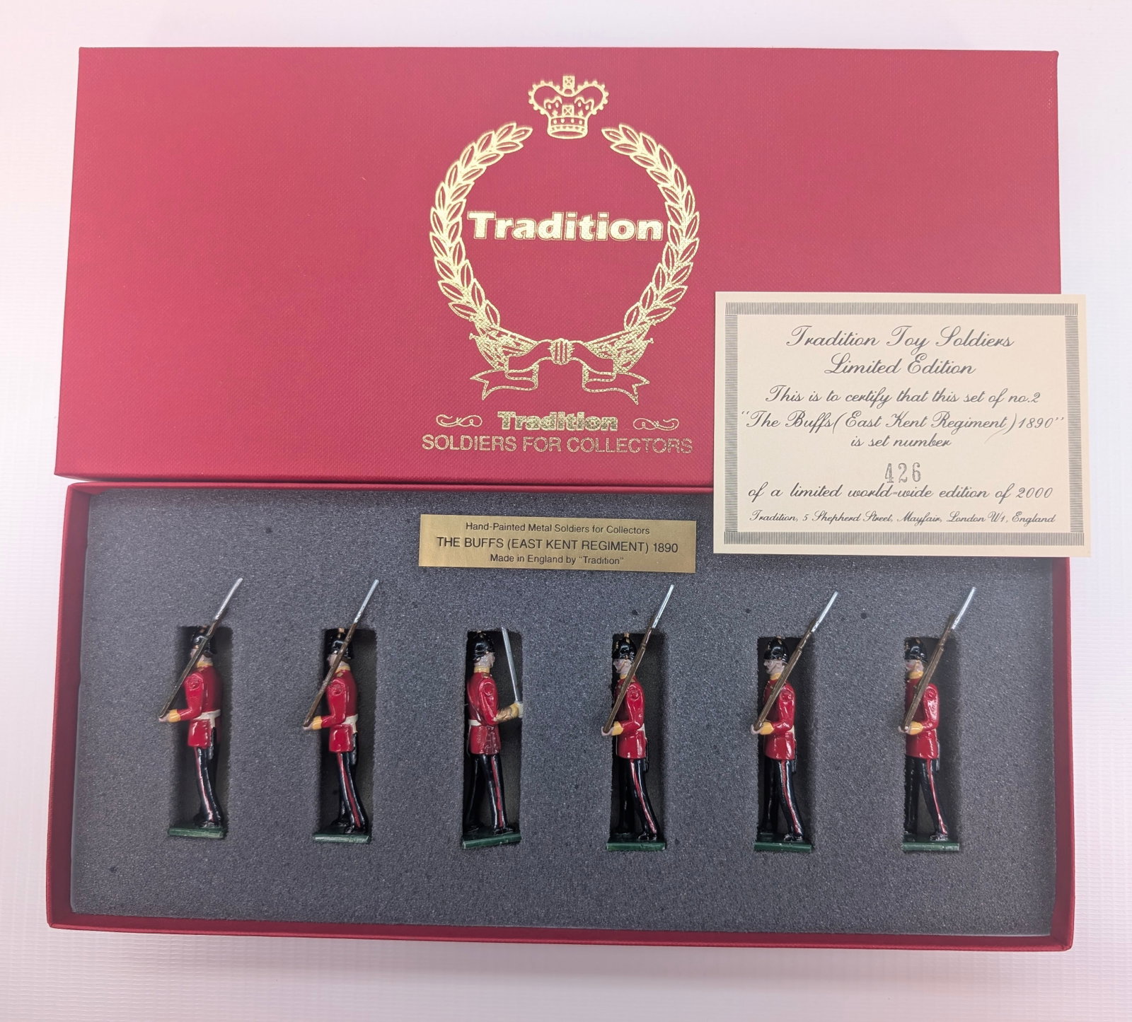 TRADITION SET NO. 2 THE BUFFS EAST KENT REGT.: SET REMAINS IN VERY GOOD CONDITION WITH BOX.