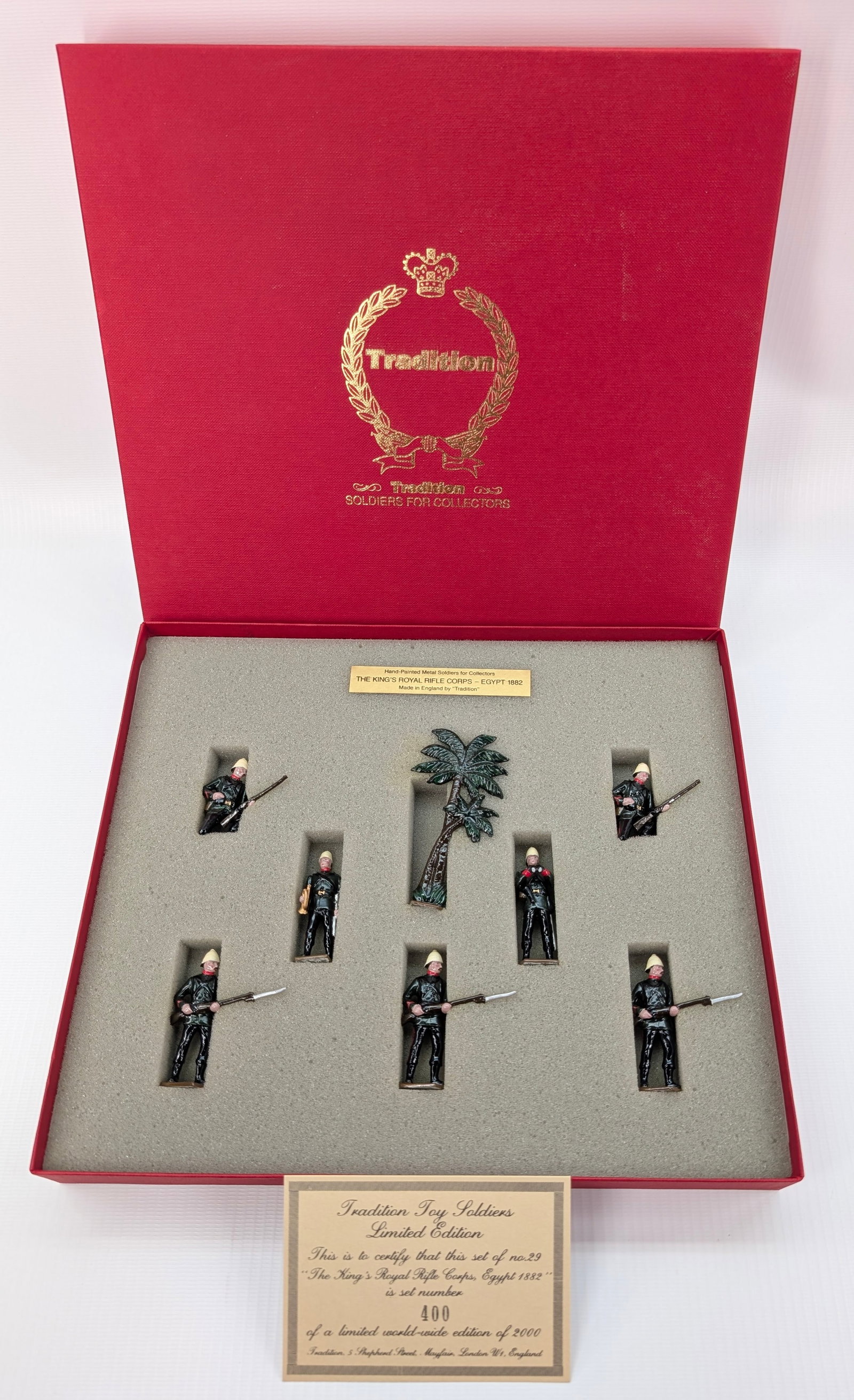 TRADITION SET NO. 29 THE KING'S ROYAL RIFLE CORPS EGYPT: SET REMAINS IN VERY GOOD CONDITION WITH BOX.