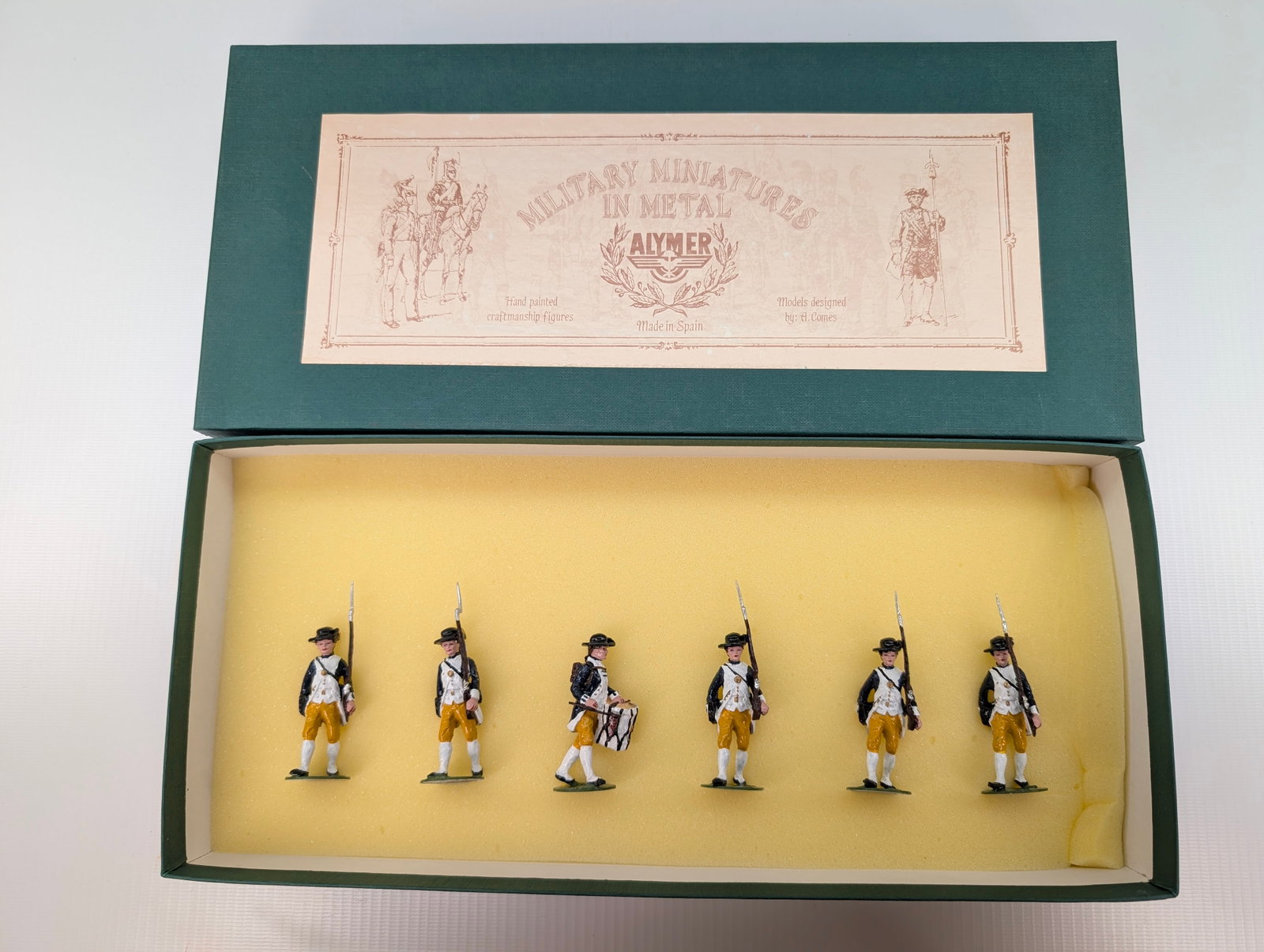 ALYMER AB-100 AMERICAN REVOLUTION CONTINENTAL MARINES W/ DRUMMER: SET REMAINS IN GOOD CONDITION, SHOWING SOME TYPICAL WEAR.