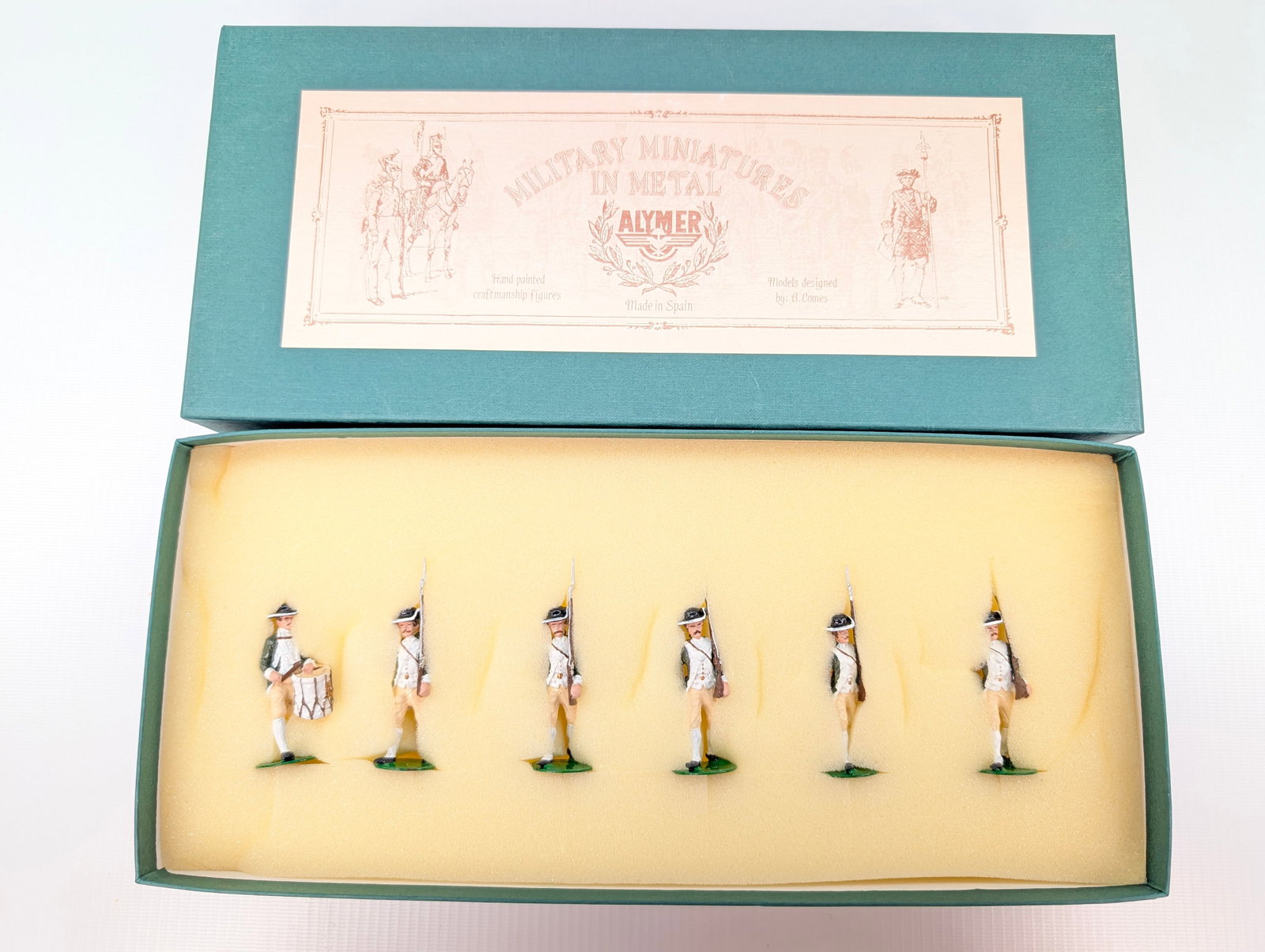 ALYMER AB-100 AMERICAN REVOLUTION CONTINENTAL MARINES W/ DRUMMER: SET REMAINS IN GOOD CONDITION, SHOWING SOME TYPICAL WEAR.