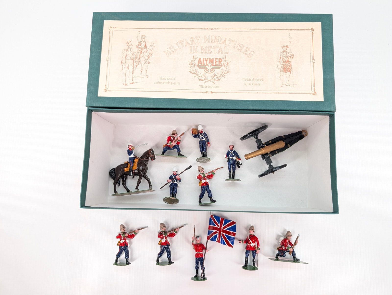 ALYMER AB-149 MIXED BRITISH ARTILLERY CO. ZULU WAR: SET REMAINS IN GOOD CONDITION, SHOWING SOME TYPICAL WEAR.