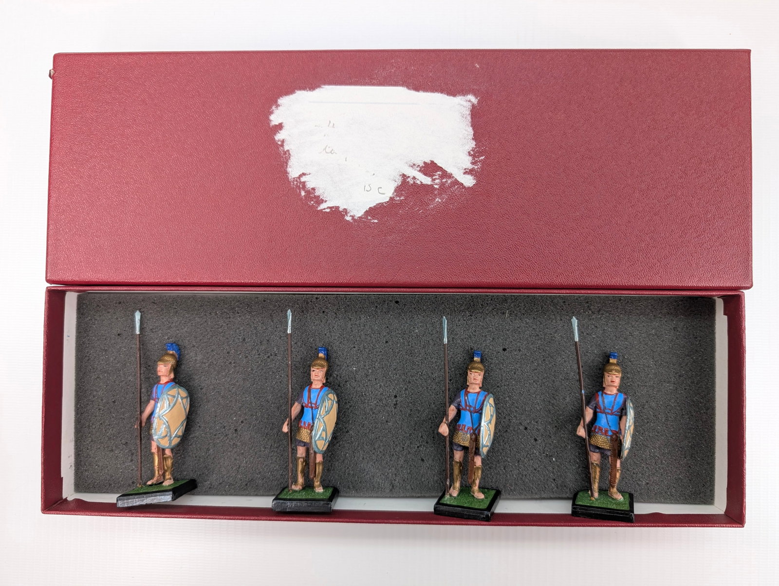 ALYMER HAND PAINTED SOLDIER SET - CUSTOM BOX: SET REMAINS IN GOOD CONDITION, SHOWING SOME TYPICAL WEAR. CUSTOM BOX.