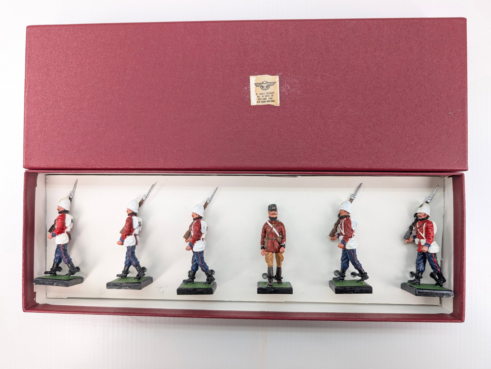 ALYMER HAND PAINTED SOLDIER SET - CUSTOM BOX: SET REMAINS IN GOOD CONDITION, SHOWING SOME TYPICAL WEAR. CUSTOM BOX.