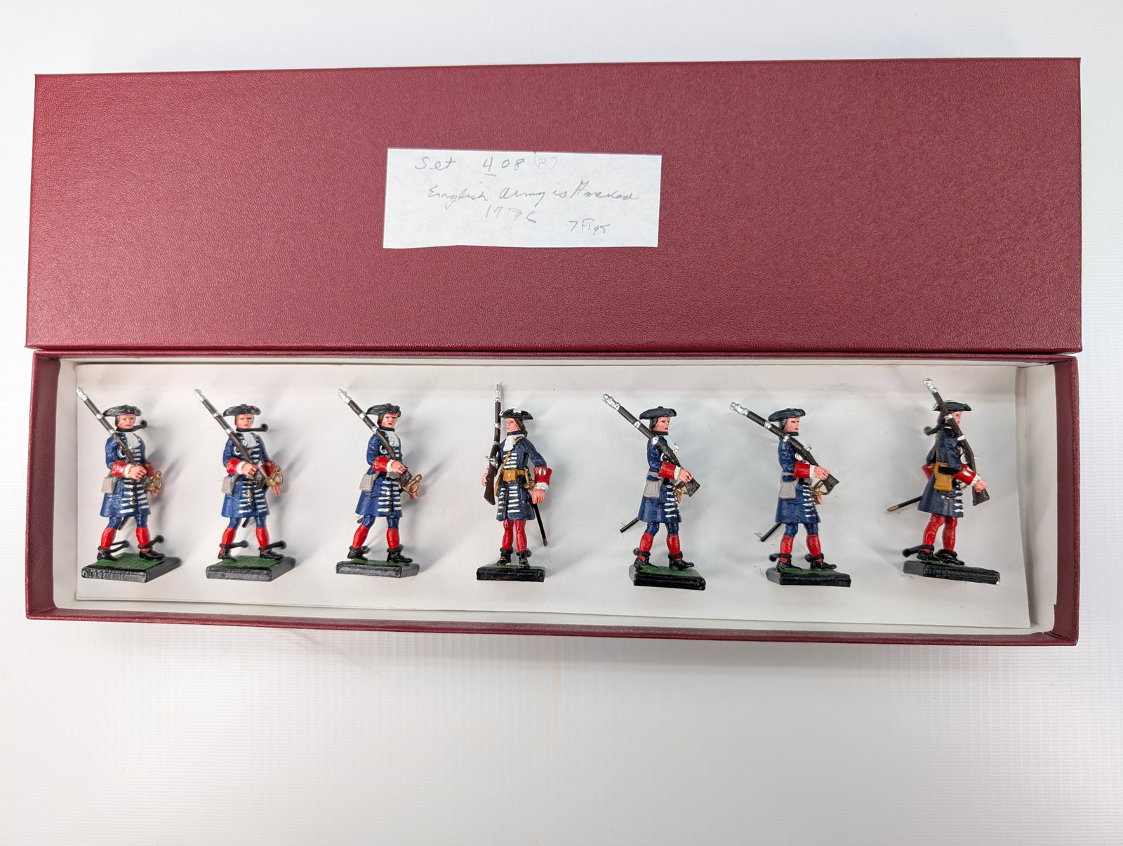 ALYMER HAND PAINTED SOLDIER SET - CUSTOM BOX: SET REMAINS IN GOOD CONDITION, SHOWING SOME TYPICAL WEAR. CUSTOM BOX.