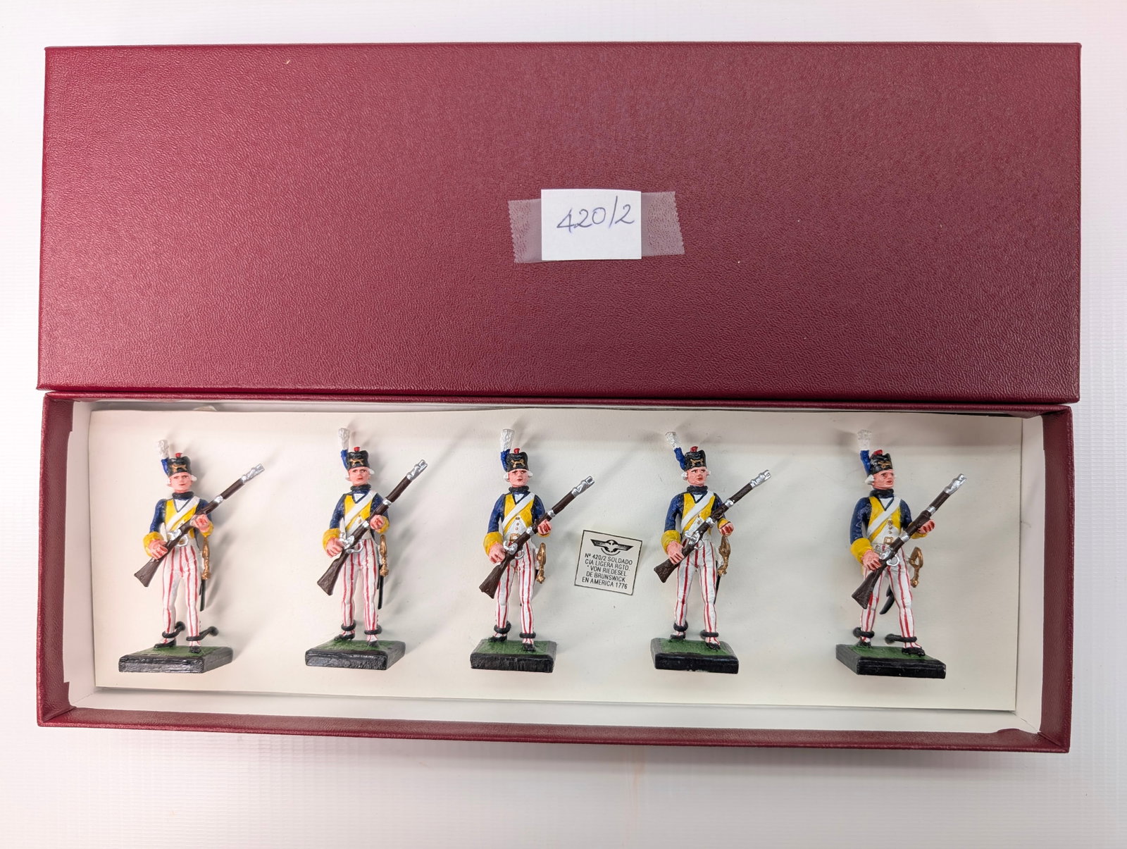 ALYMER HAND PAINTED SOLDIER SET - CUSTOM BOX: SET REMAINS IN GOOD CONDITION, SHOWING SOME TYPICAL WEAR. CUSTOM BOX.