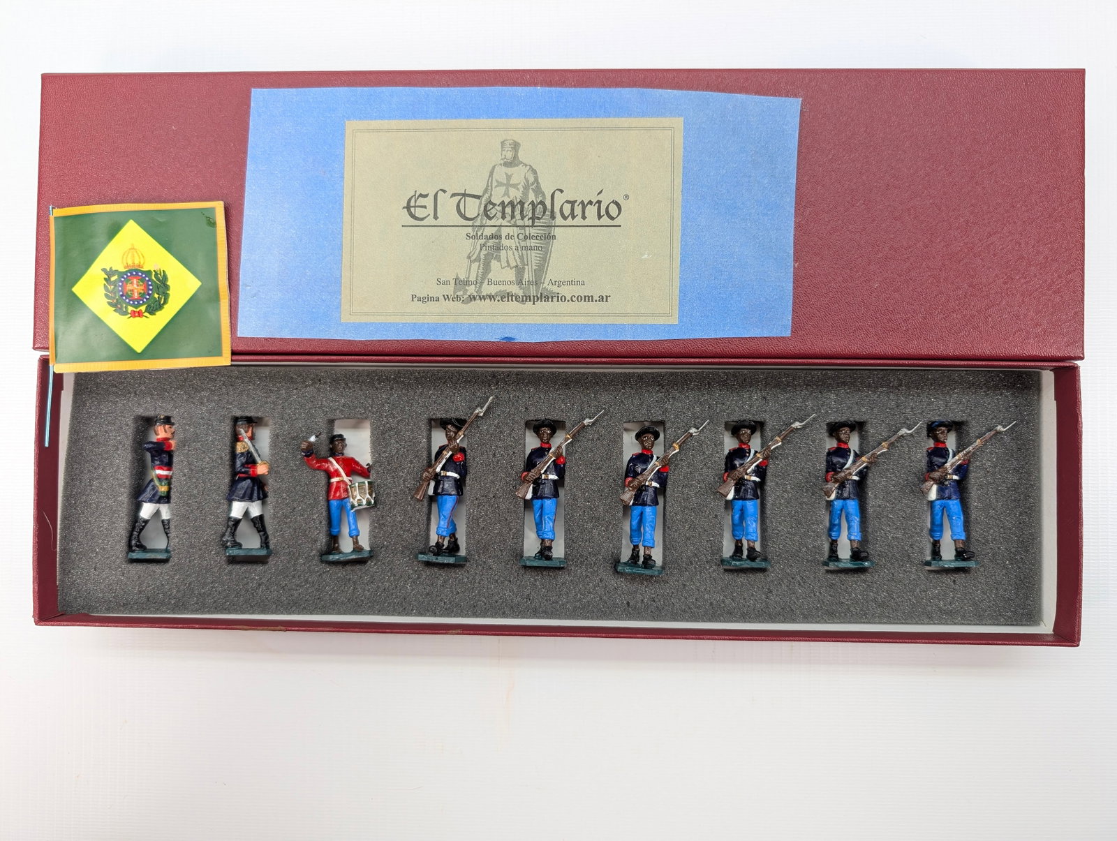 EL TEMPLARIO BRAZIL HAND PAINTED SOLDIER SET: SET REMAINS IN GOOD CONDITION, SHOWING SOME TYPICAL WEAR. CUSTOM BOX.