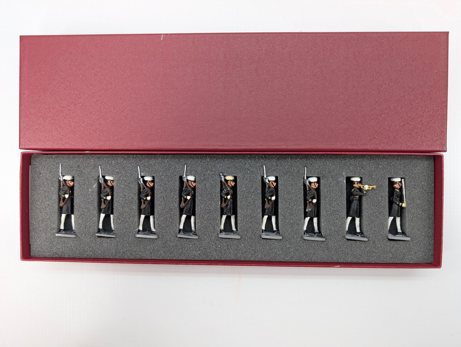 AMBASSADOR FRENCH MIDSHIPMEN HAND PAINTED SET: SET REMAINS IN GOOD CONDITION, SHOWING SOME TYPICAL WEAR. CUSTOM BOX.