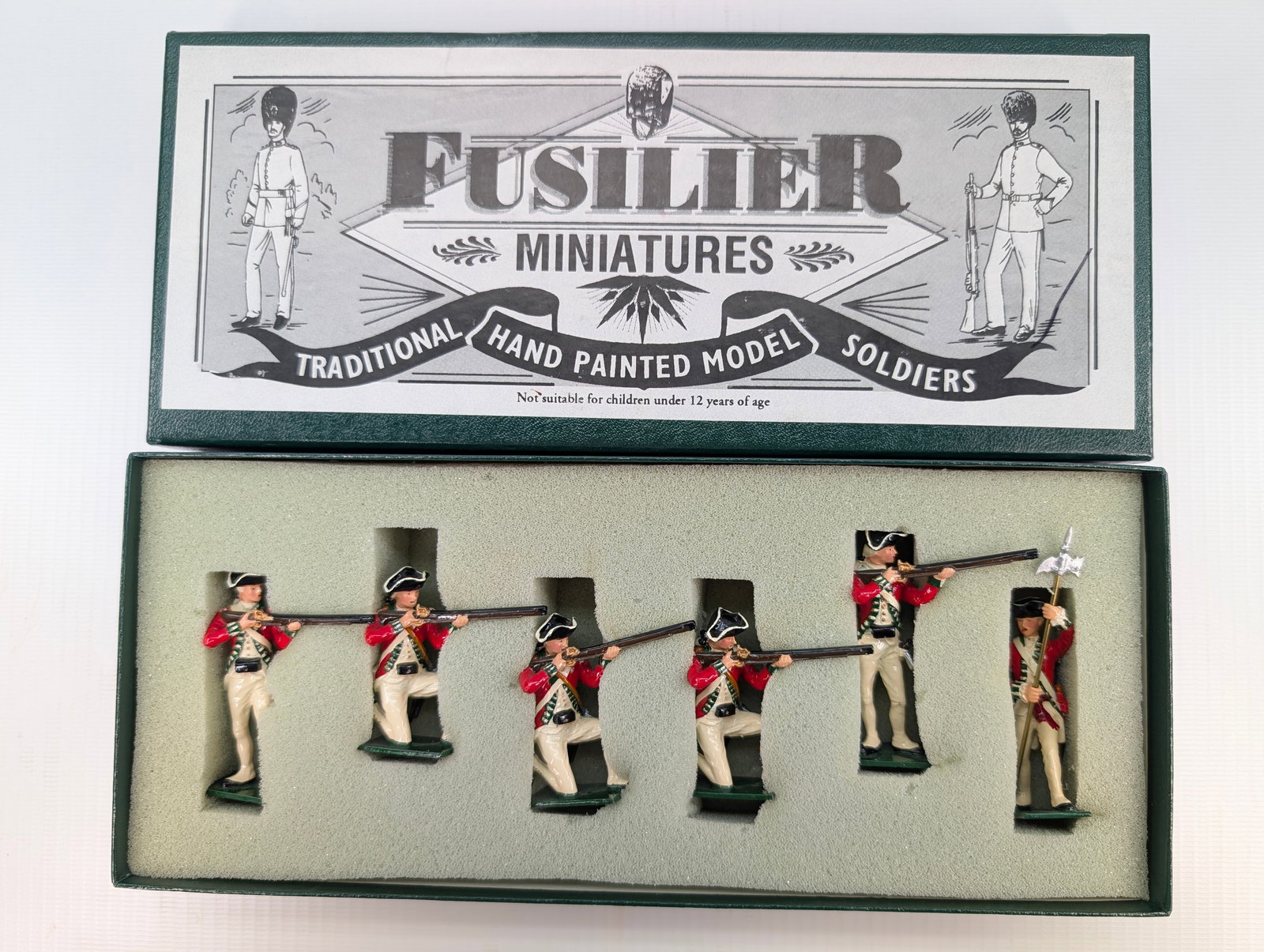 FUSILIER MINIATURES AM. REVOLUTION BRITISH SOLDIERS: SET REMAINS IN VERY GOOD CONDITION WITH BOX.