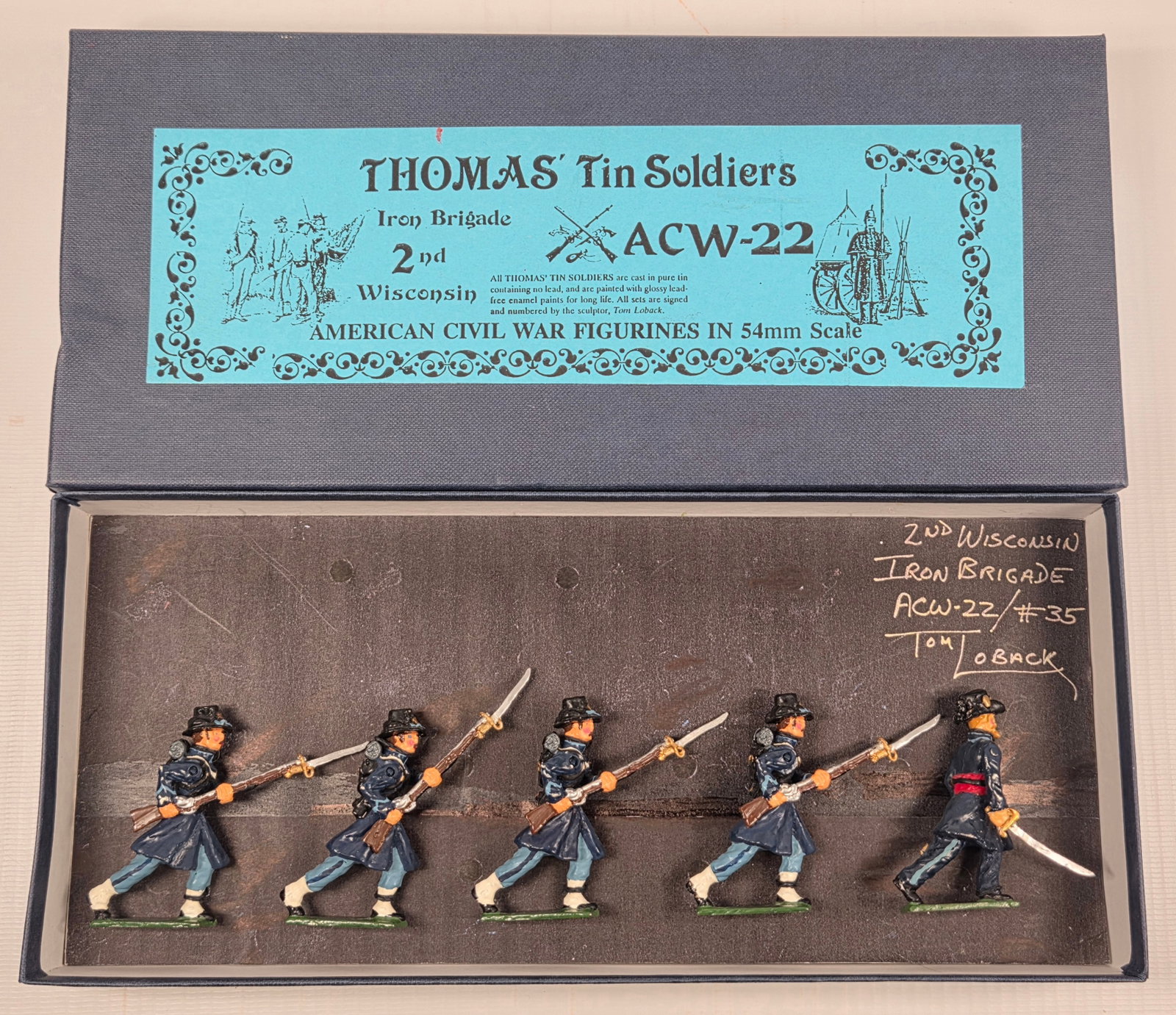 THOMAS TIN SOLDIERS 2ND WISCONSIN IRON BRIGADE: SET REMAINS IN GOOD CONDITION, SHOWING SOME TYPICAL WEAR.