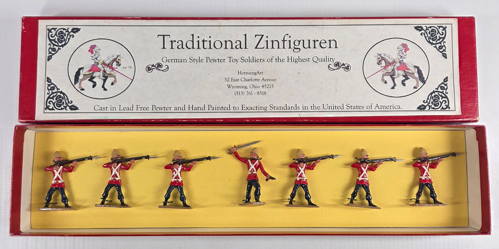 HORNUNG ART HAND PAINTED BRITISH SOLDIER SET: SET REMAINS IN GOOD CONDITION, SHOWING SOME TYPICAL WEAR.