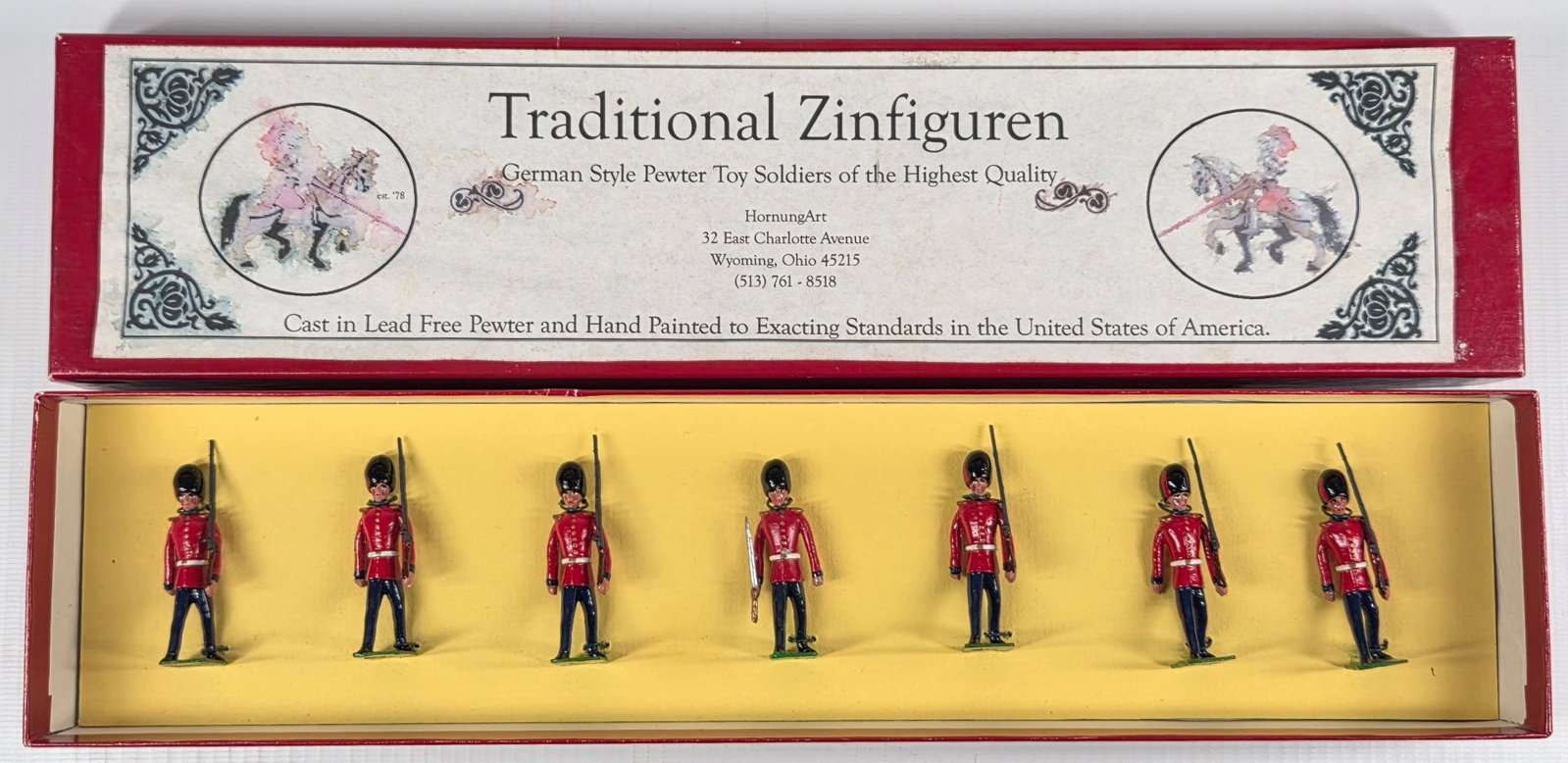 HORNUNG ART HAND PAINTED BRITISH SOLDIER SET: SET REMAINS IN GOOD CONDITION, SHOWING SOME TYPICAL WEAR.