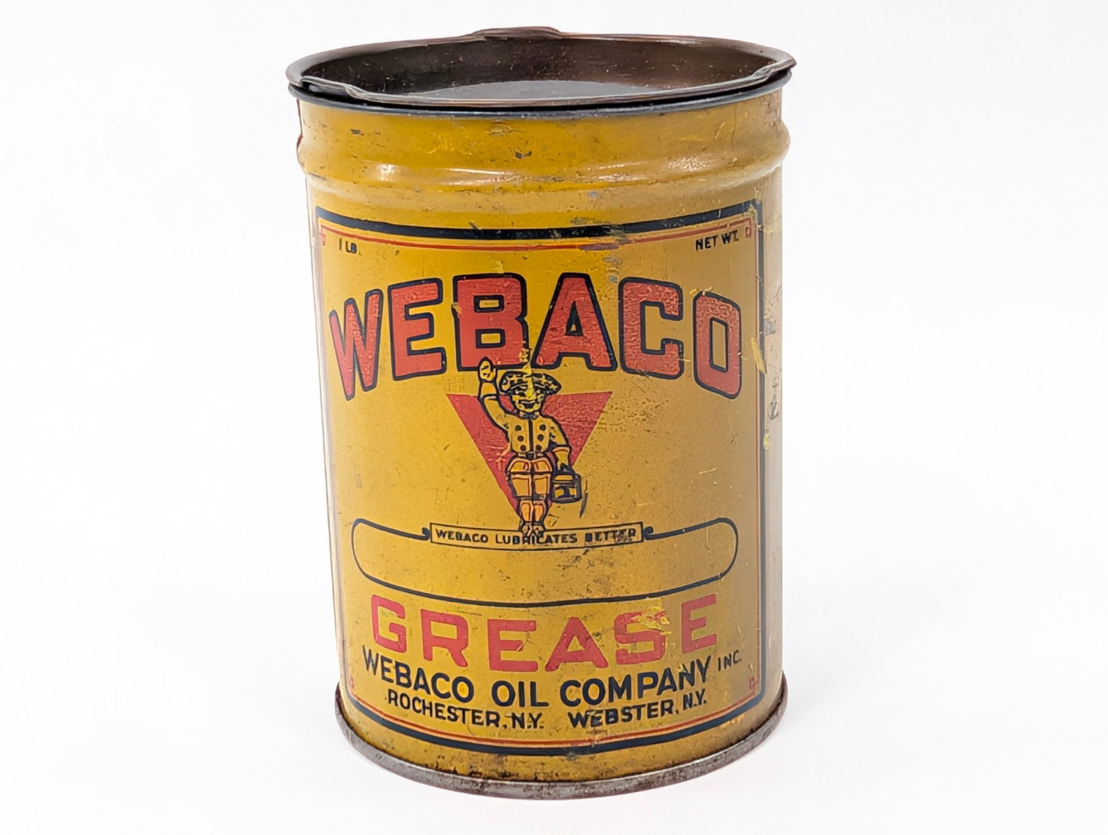 ANTIQUE WEBCO OIL CO 1 LB GREASE TIN (1 of 7)