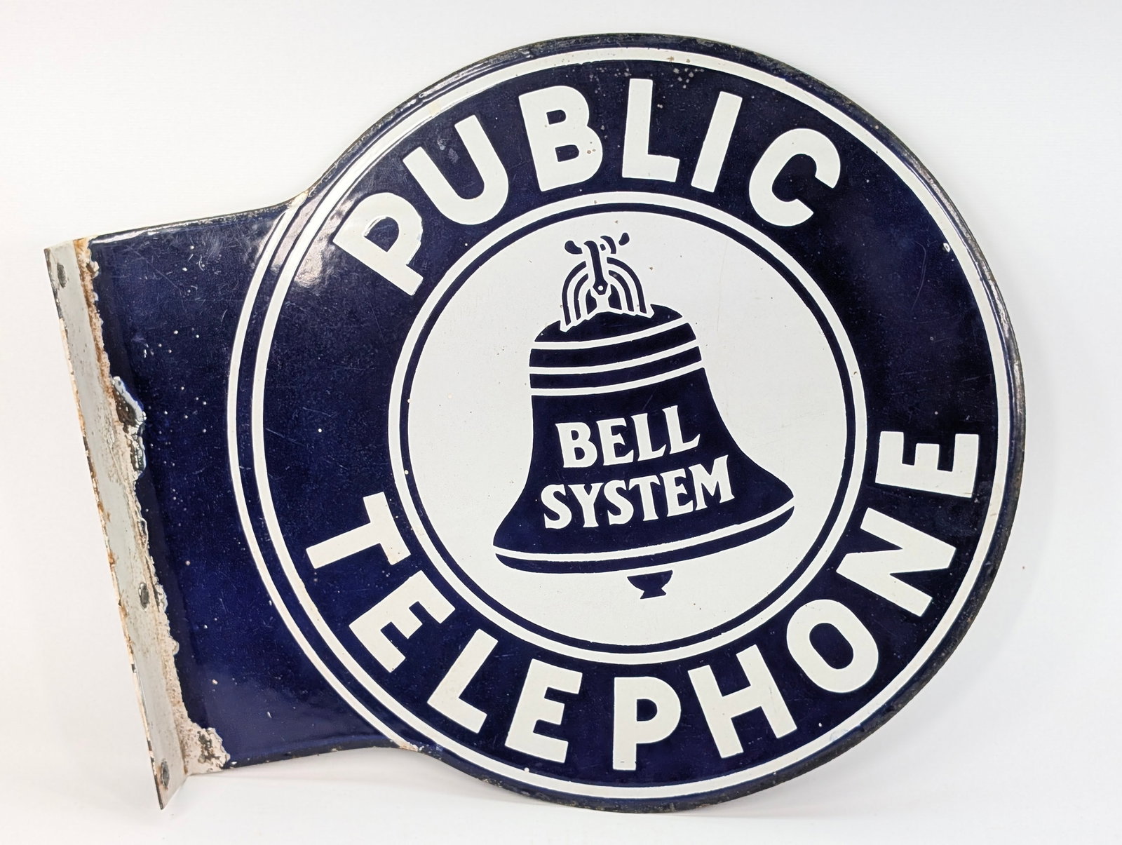 PORCELAIN BELL SYSTEM PUBLIC TELEPHONE FLANGE SIGN (1 of 4)