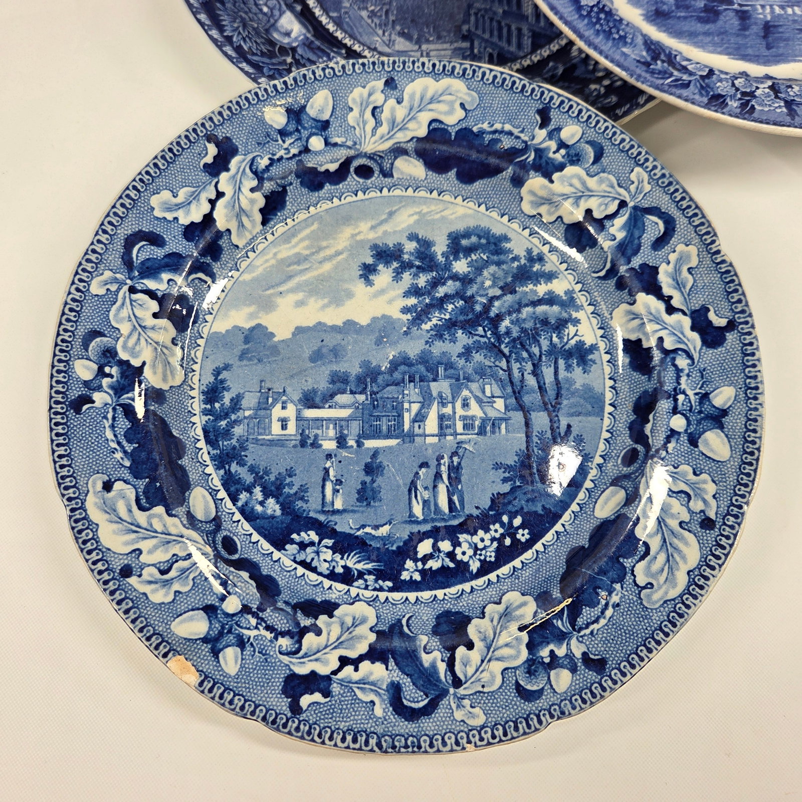 VARIOUS FLOW BLUE TRANSFER DECORATED PLATES - 3