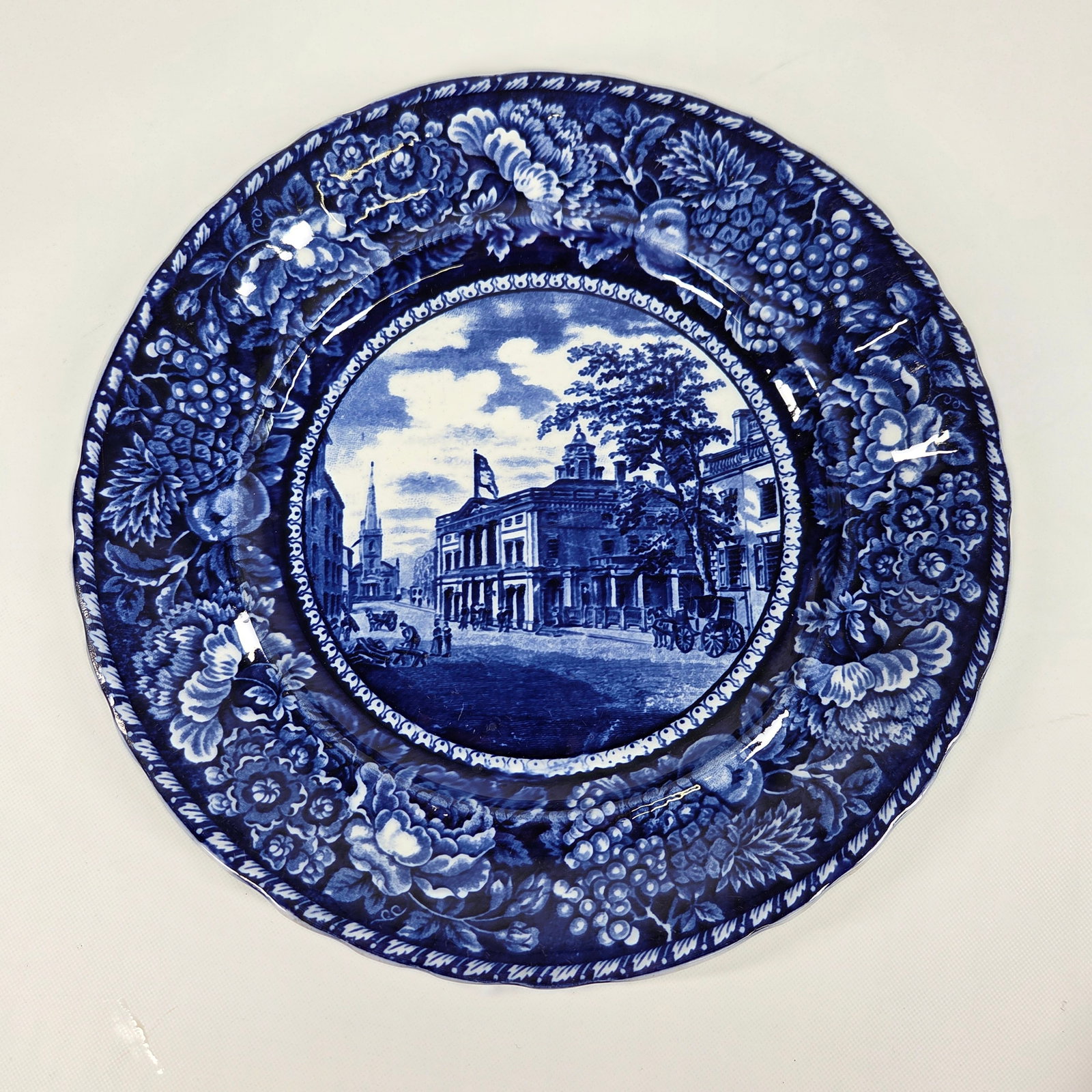 VARIOUS FLOW BLUE TRANSFER DECORATED PLATES - 8