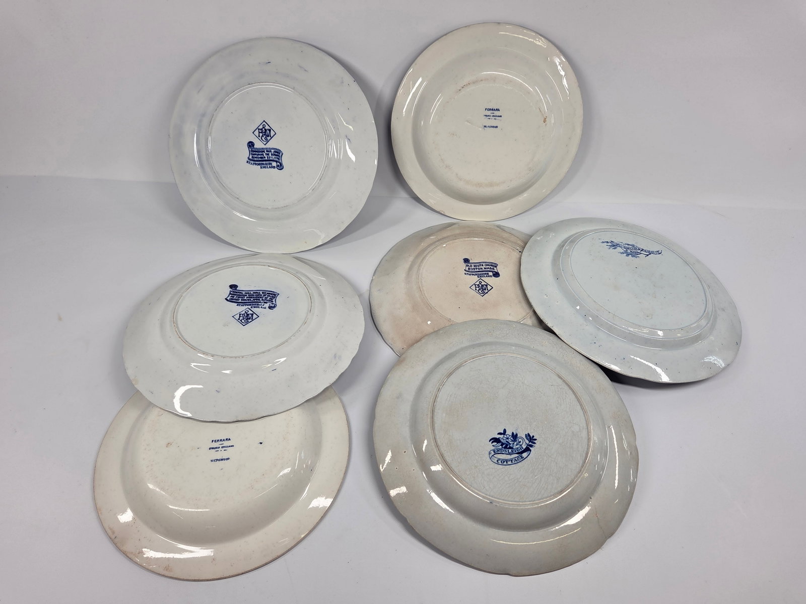 VARIOUS FLOW BLUE TRANSFER DECORATED PLATES - 9